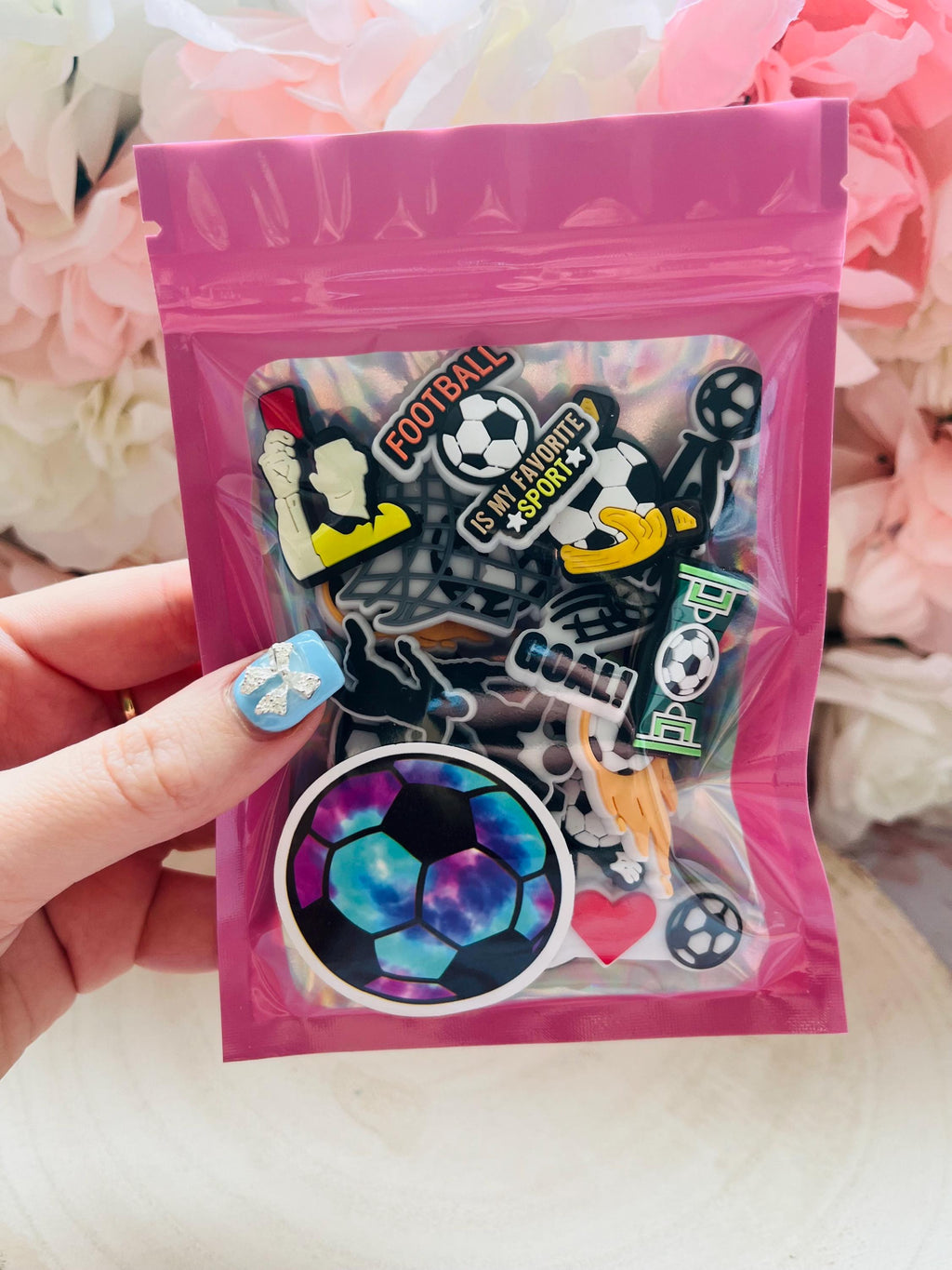 Football Shoe Charms Pack of 19 Pink Bag Clogs Footie Gifts