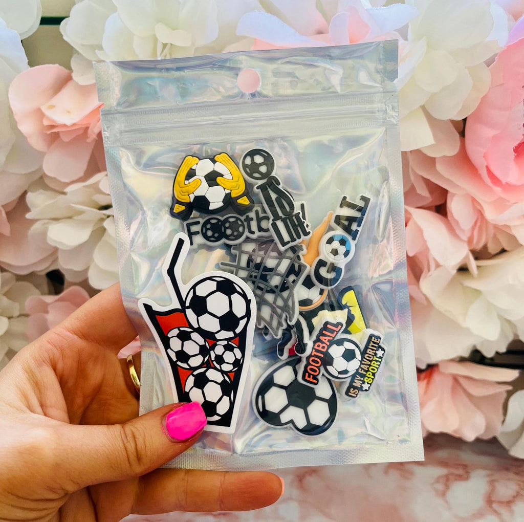 Football Croc Charms - Set of 10 PVC Shoe Accessories