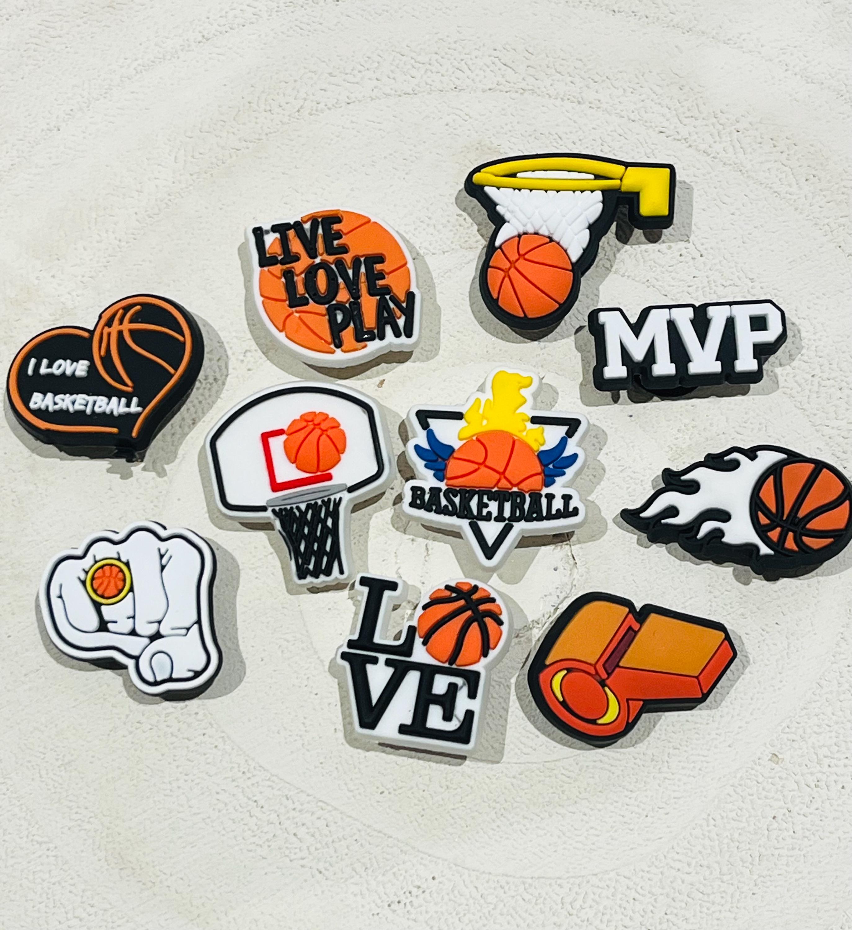 Basketball Croc Charms: Sport Shoe Clog Pins, Set of 10