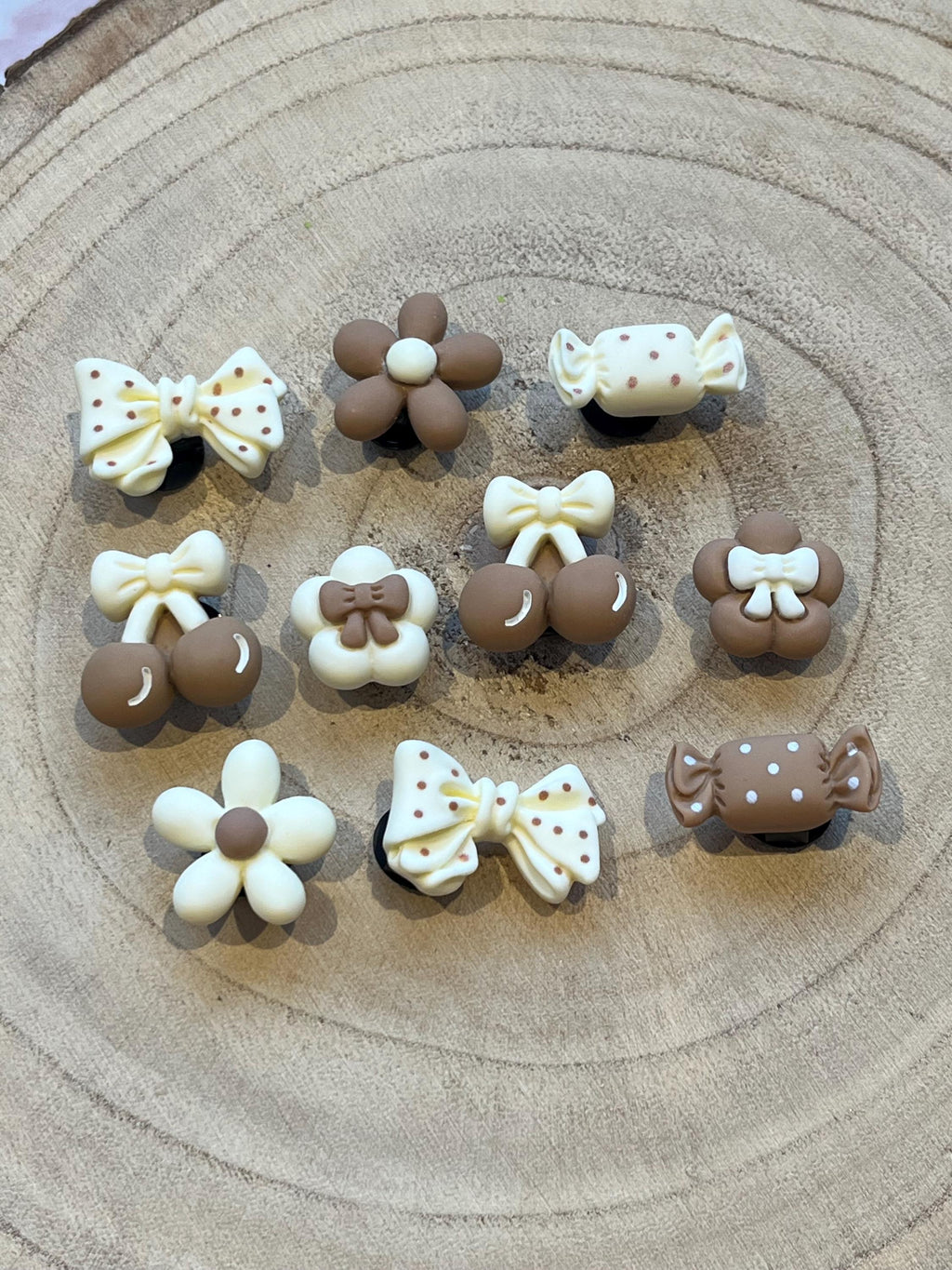 Girly Bow Croc Charms: Polka Dot Shoe Accessories - 10 Piece Set