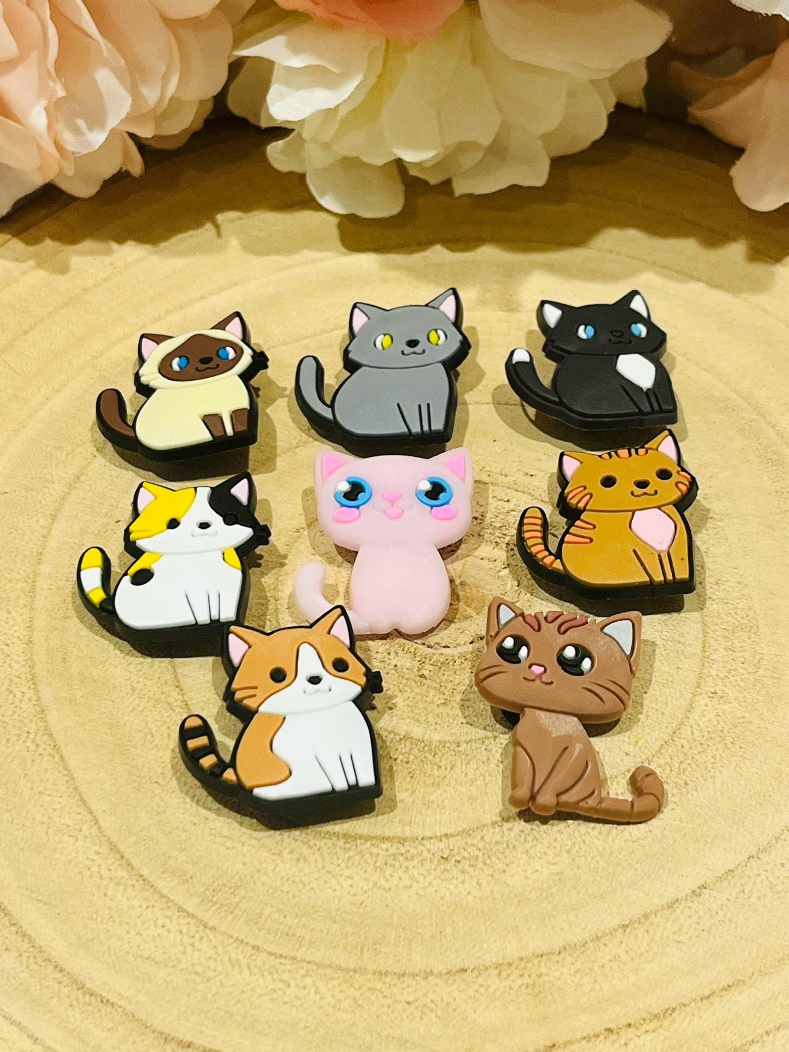 Cat Croc Charms | PVC Shoe Accessories, Set of 8