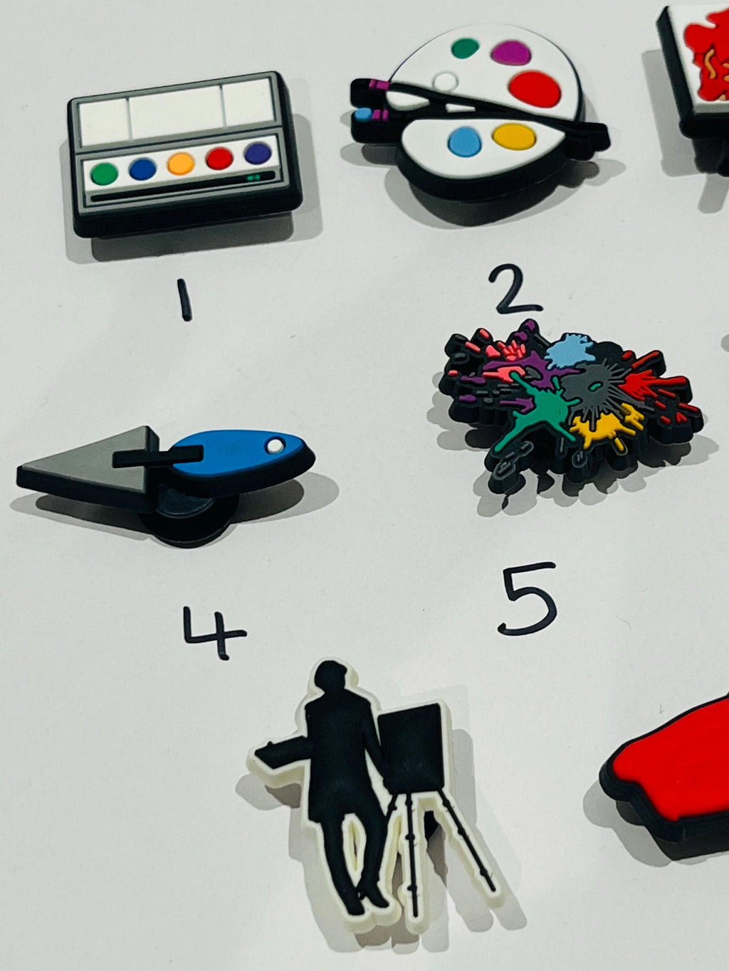 Artist Croc Charms: Paint Palette PVC Shoe Decoration (Set of 8) Paint Brush Art Craft Easel