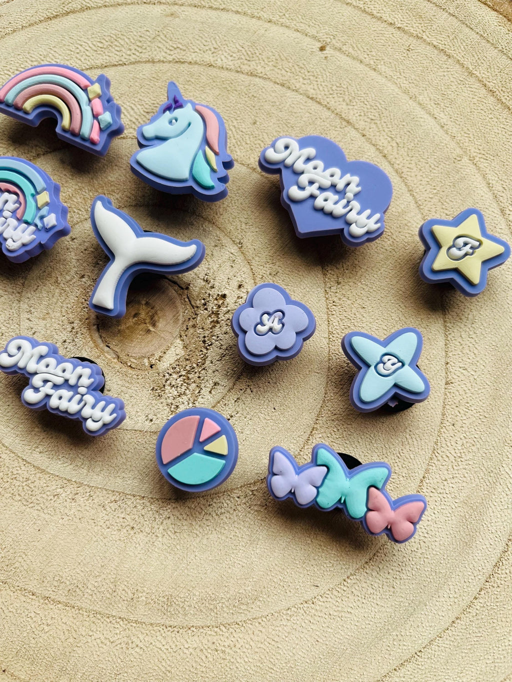 Lilac Moon Fairy Croc Charms: Girly Unicorn Pack of 12