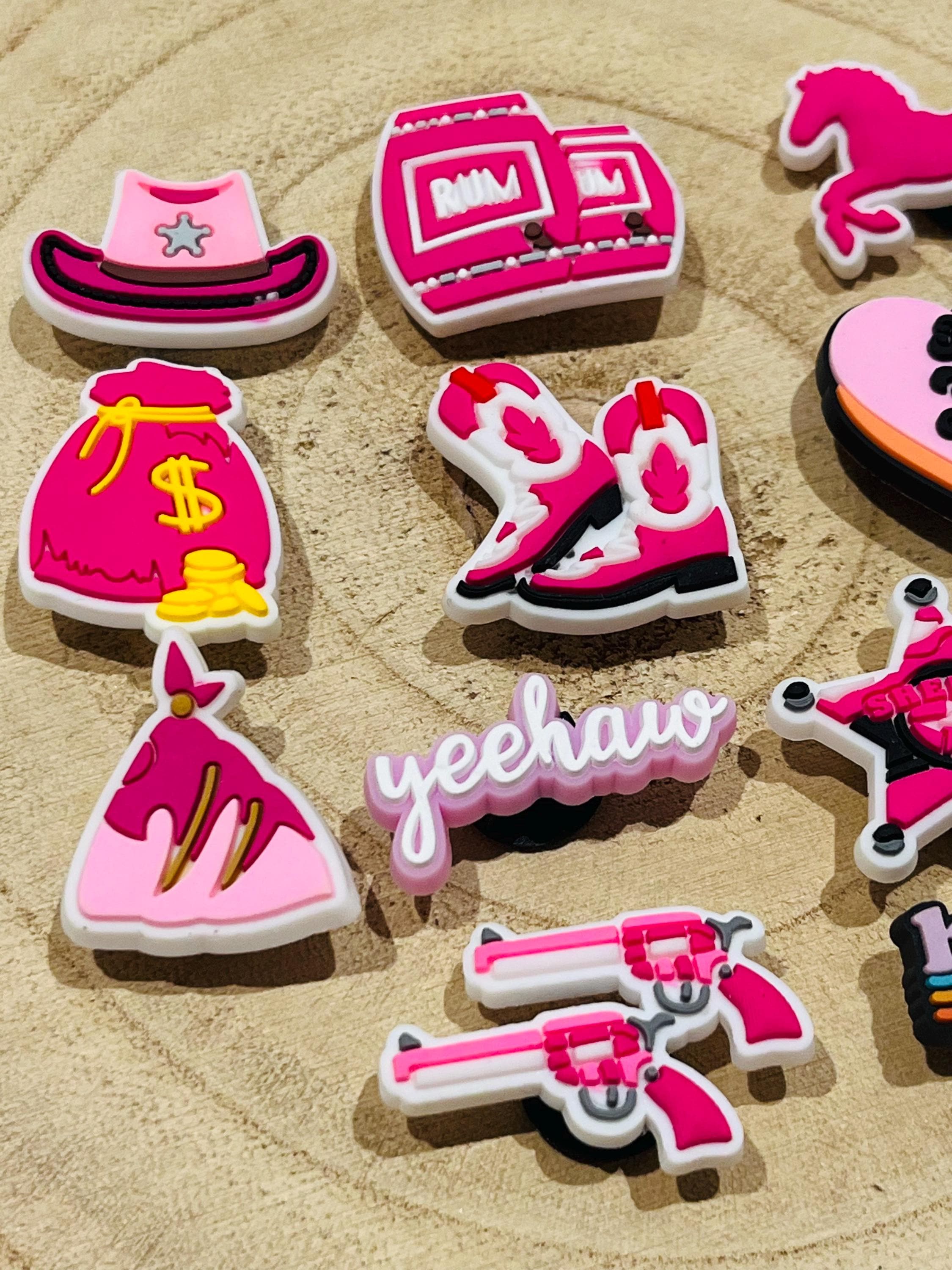 Pink Cowgirl Croc Charms: Western Shoe Accessories, 12-Piece Set
