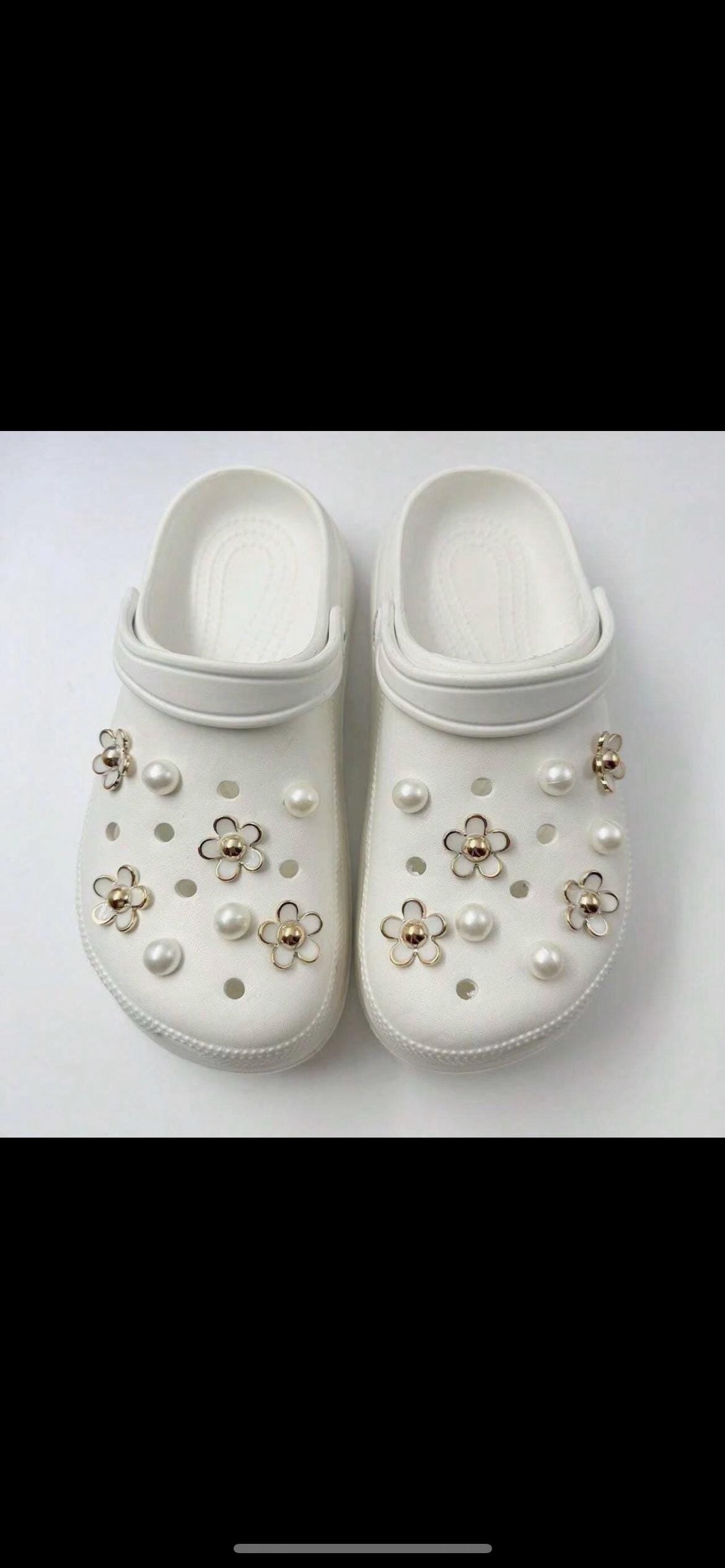 Pearl & Flower Croc Charms - Set of 18 PVC Shoe Decorations