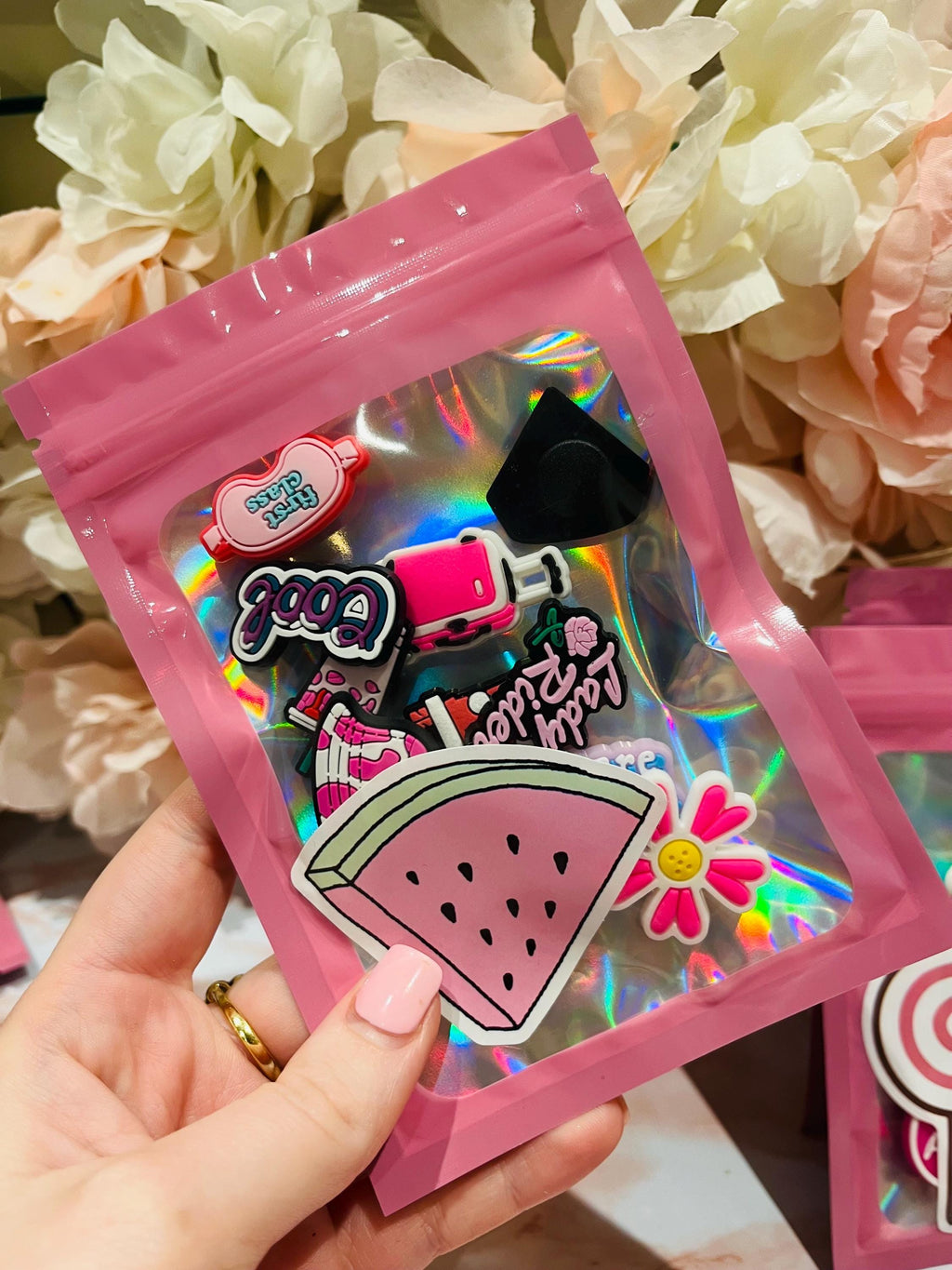 Girly Pink Croc Charms - 10 Piece PVC Shoe Decoration Set