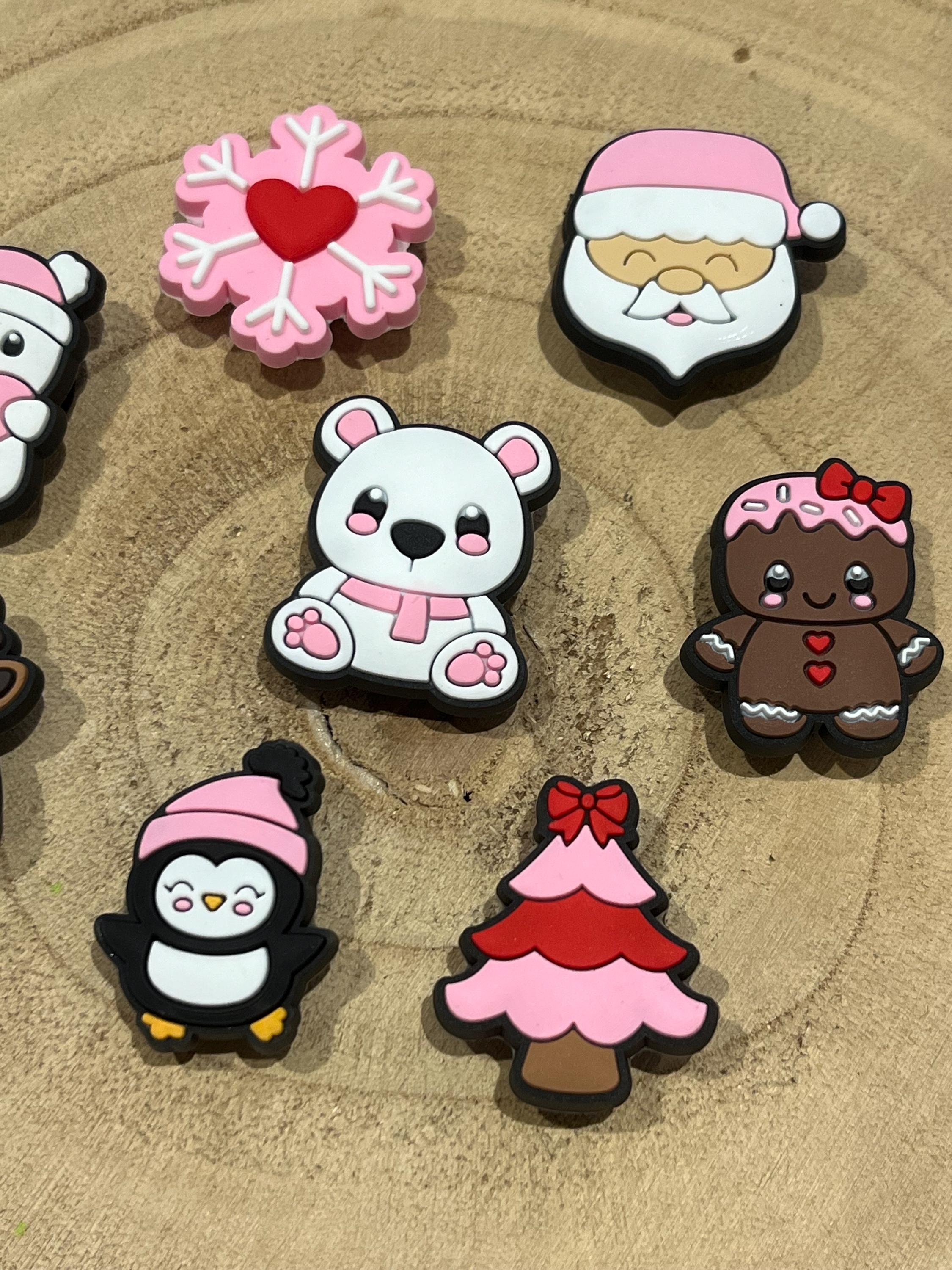 Pink Christmas Croc Charms - Xmas Eve Box Fillers - Set of 8