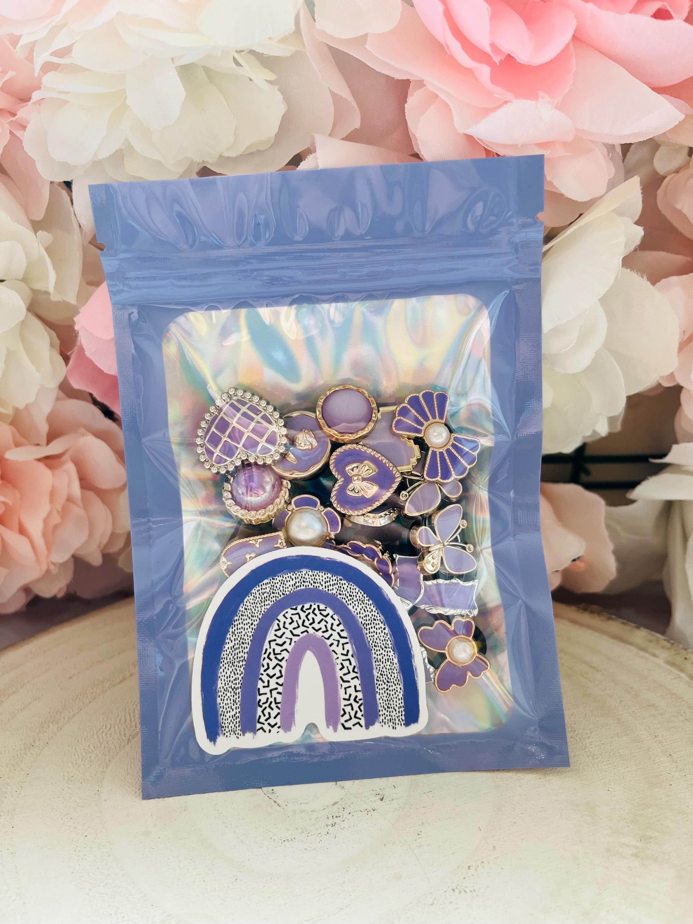 Lilac Croc Charms: Girly Purple Shoe Accessories Bundle