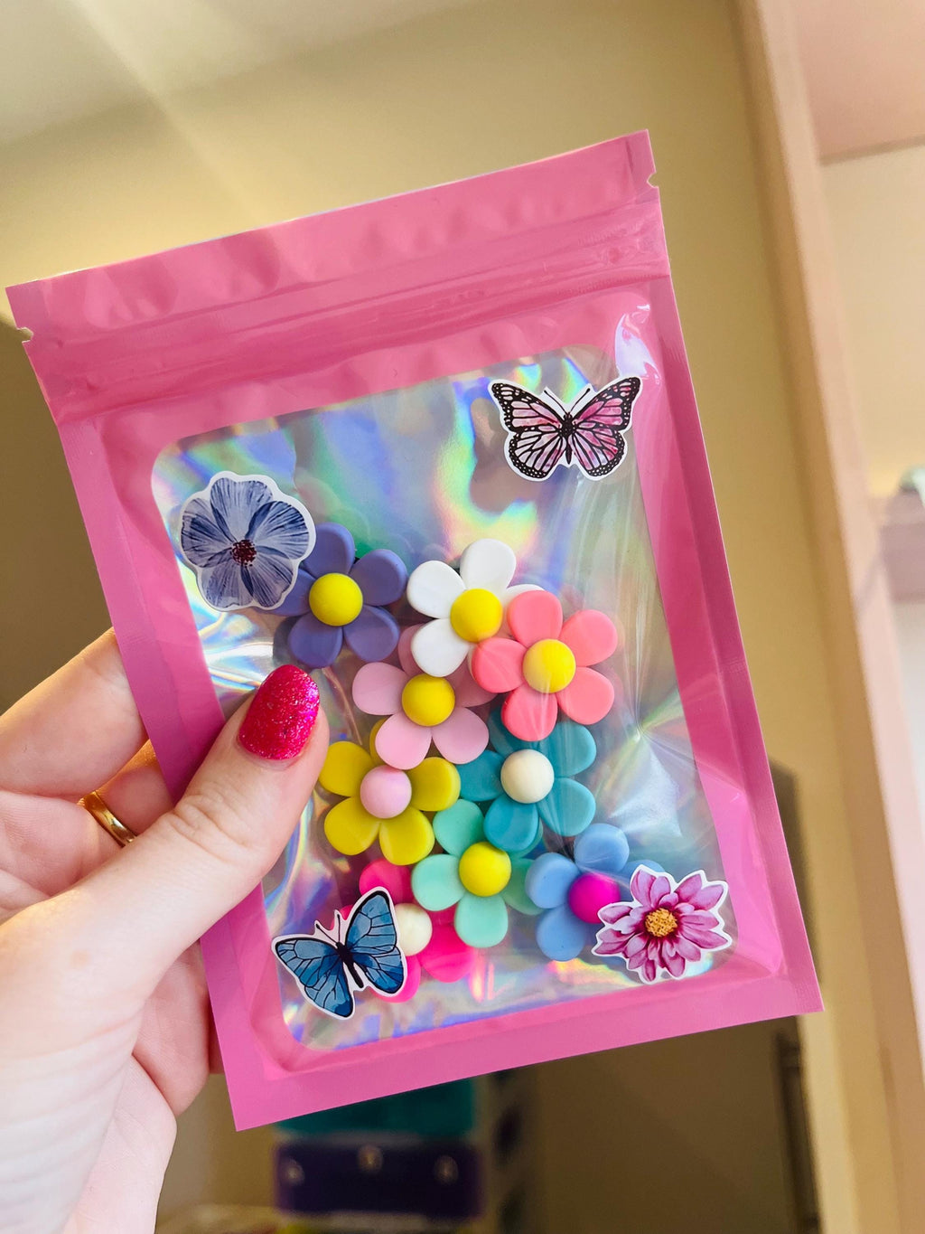 Multicolor Flower Croc Charms: Shoe Accessories, 9-Piece Set