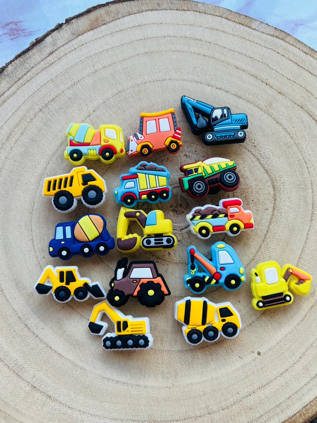 Construction Truck Croc Charms | Vehicle Shoe Decoration, 15 Pack