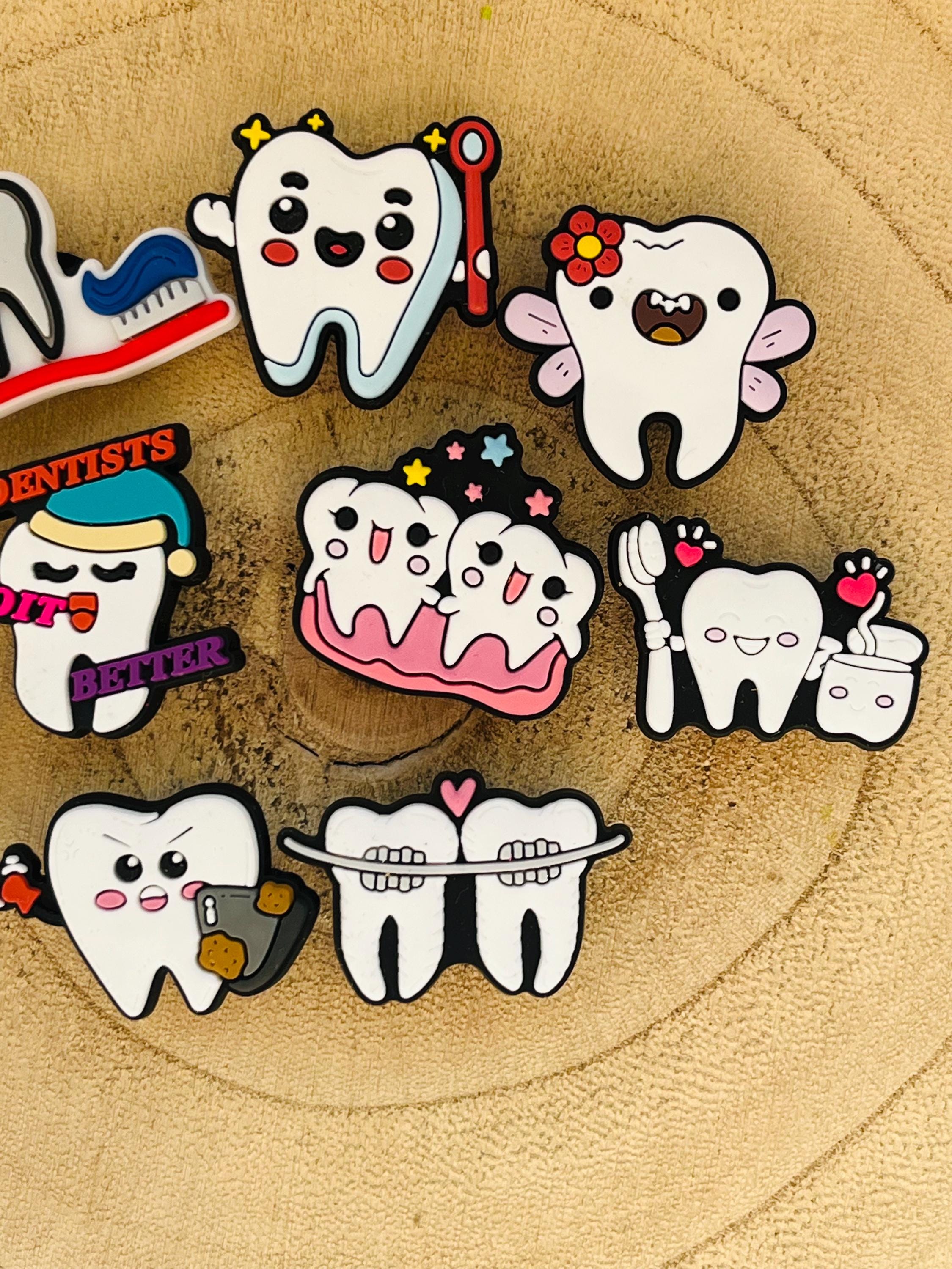 Dentist Croc Charms - Teeth, Toothbrush, Toothpaste - Set of 10