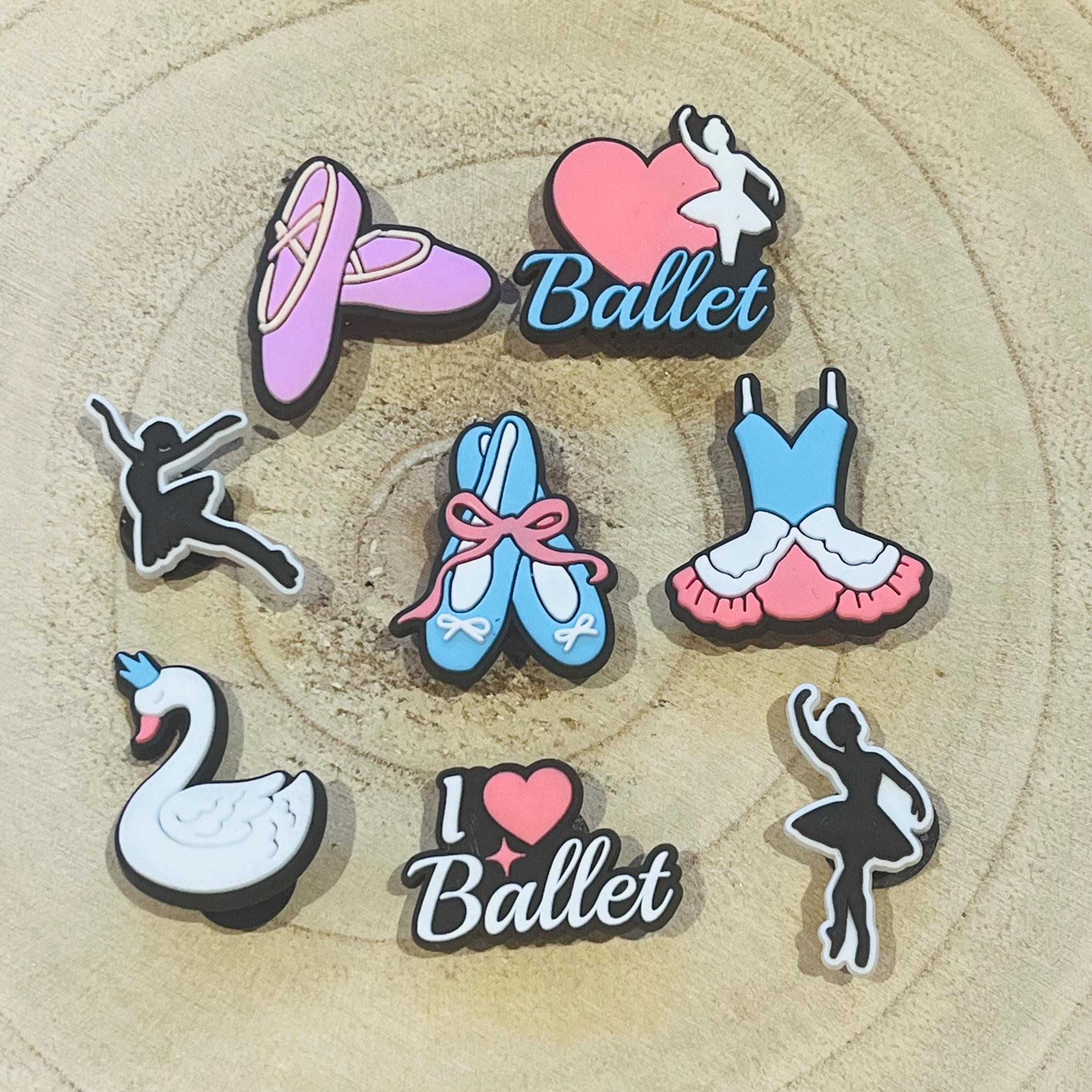 Ballet Croc Charms: Dancing Clog Shoe PVC Charms - 8 Pack