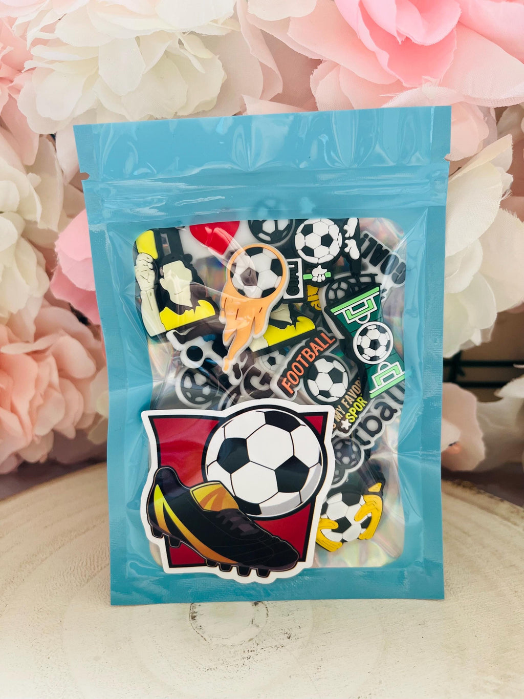 Football Clog Charms: Boys Party Shoe Decoration, 19-Piece Set