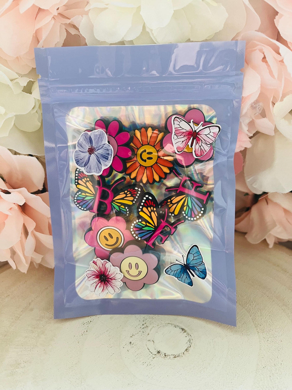 BFF Croc Charms: Flower & Butterfly Shoe Charms - Pack of 8