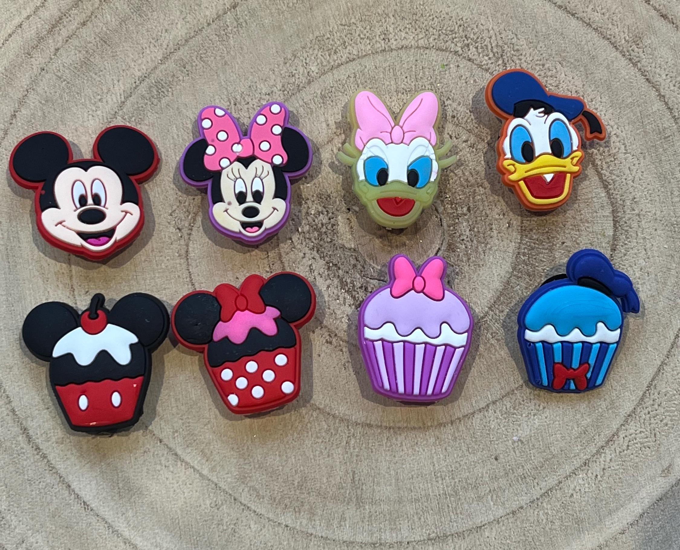 Pack of 8 Croc Disney Croc Charms | Mickey Mouse Croc Chams | Minnie Croc Charms | Daisy and Donald Croc Charms | Cupcake Croc Charms |