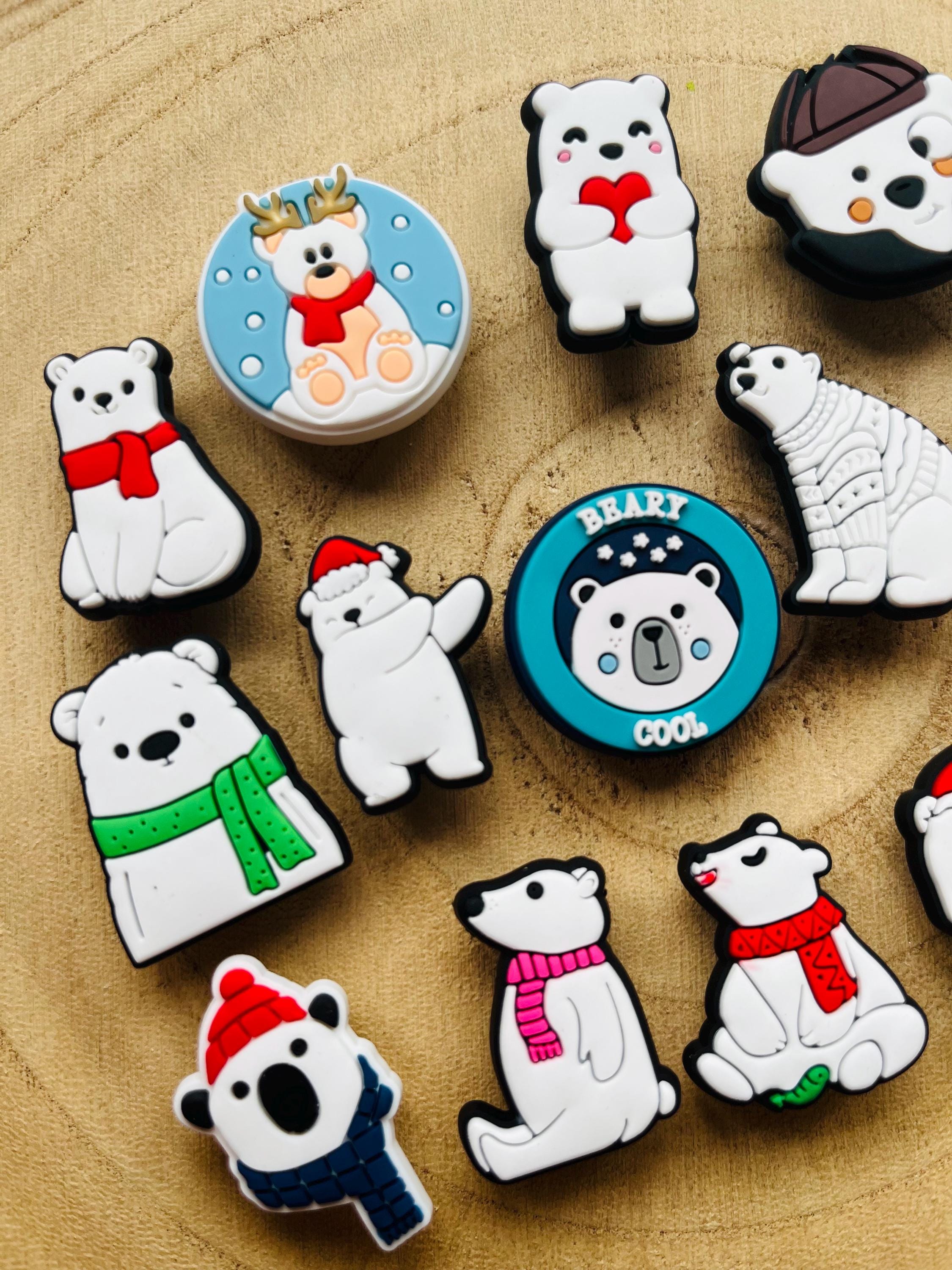 Christmas Polar Bear Croc Charms: Xmas Eve Accessory Set