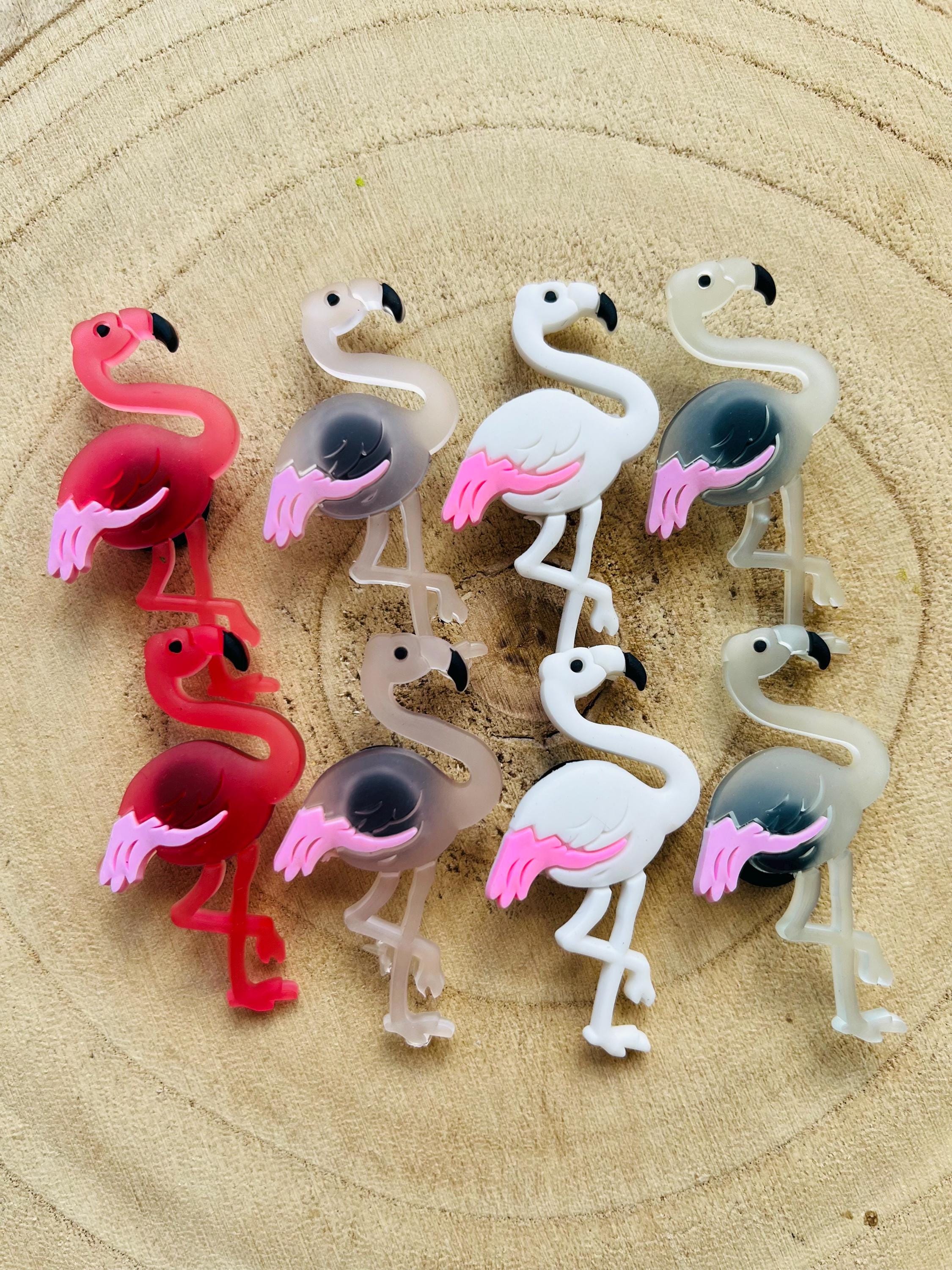 Flamingo Croc Charms: Pink Bird Shoe Decoration, Pack of 8