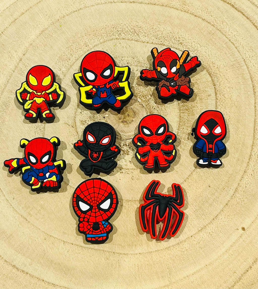 pack of 9 spiderman croc charms for boys fashion shoe accessories