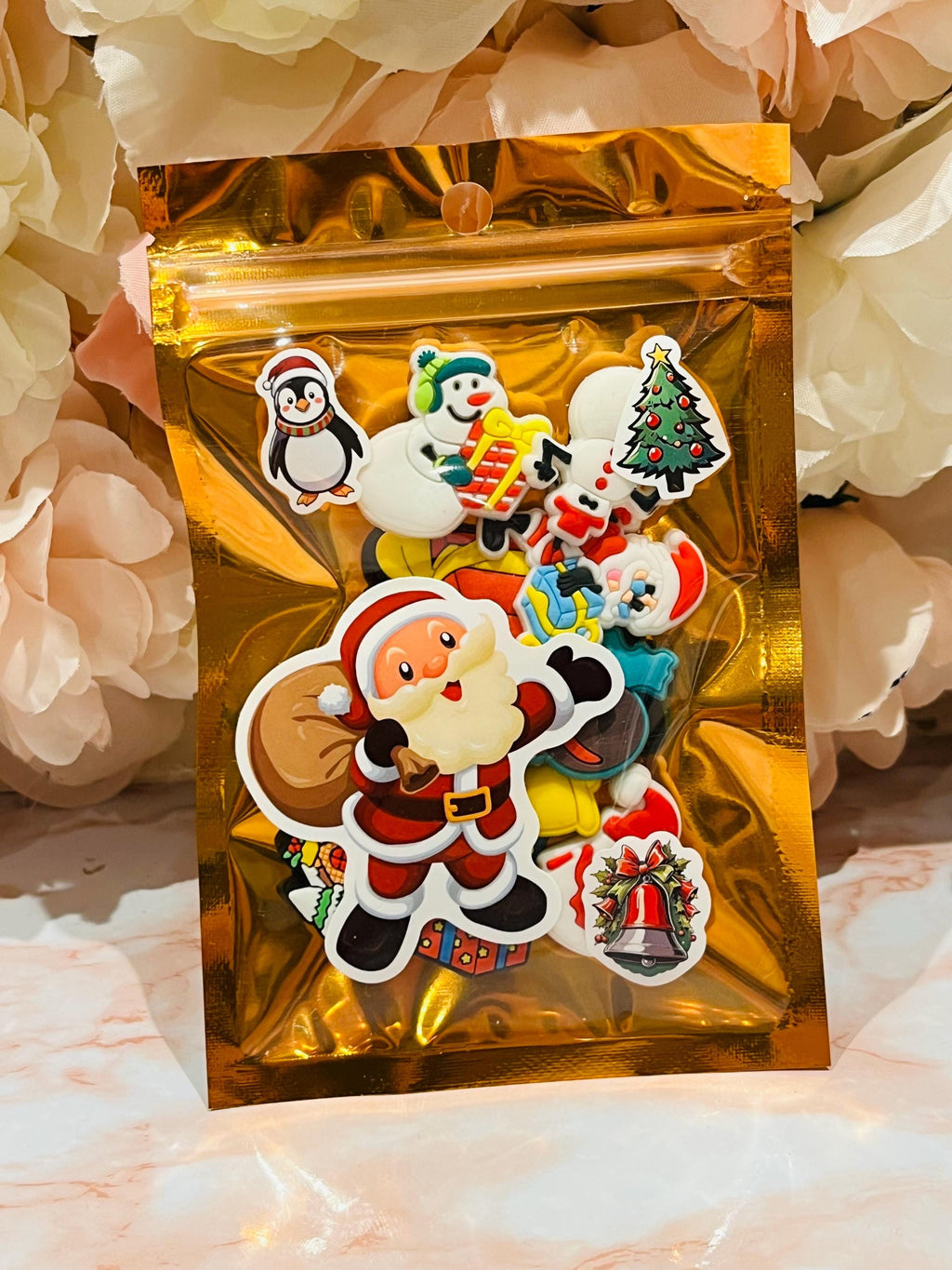 Set of 10 Random Christmas Clog Charms | Christmas Party Bags | Santa Croc Charms