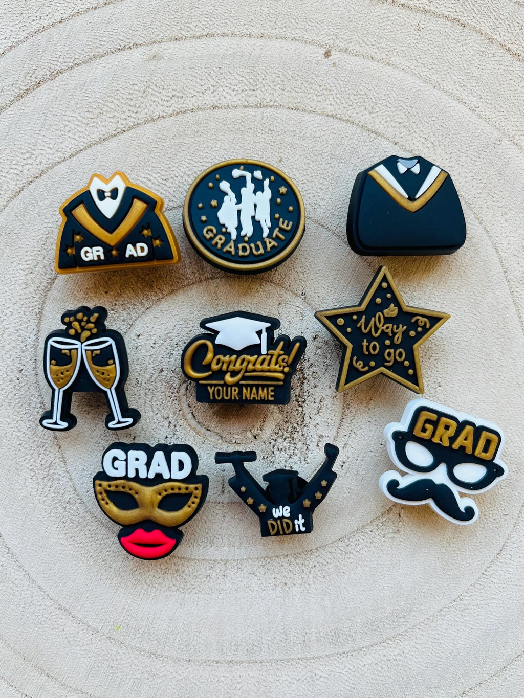 Graduation Croc Charms - Set of 9 PVC Shoe Accessories