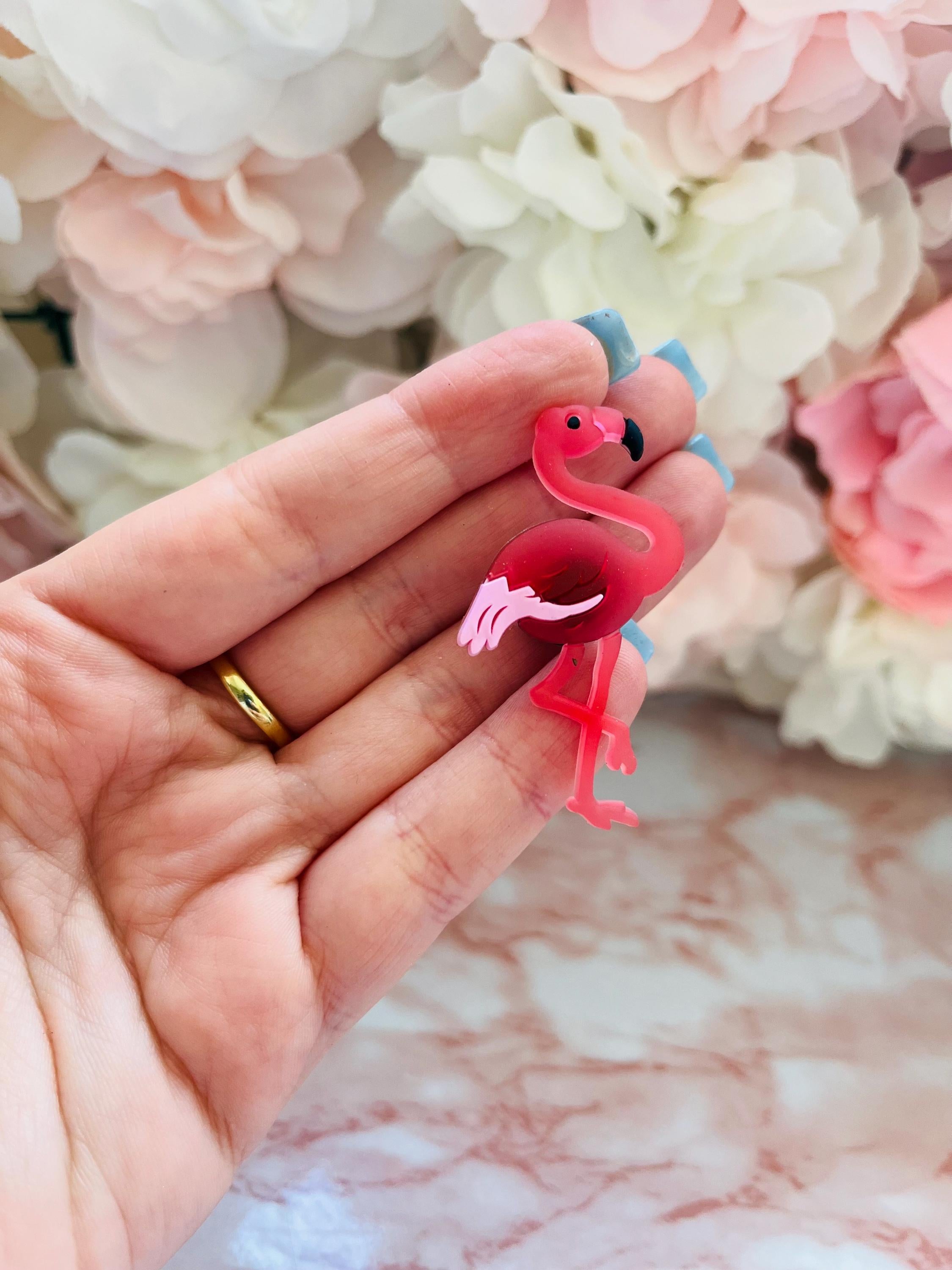 Flamingo Croc Charms: Pink Bird Shoe Decoration, Pack of 8