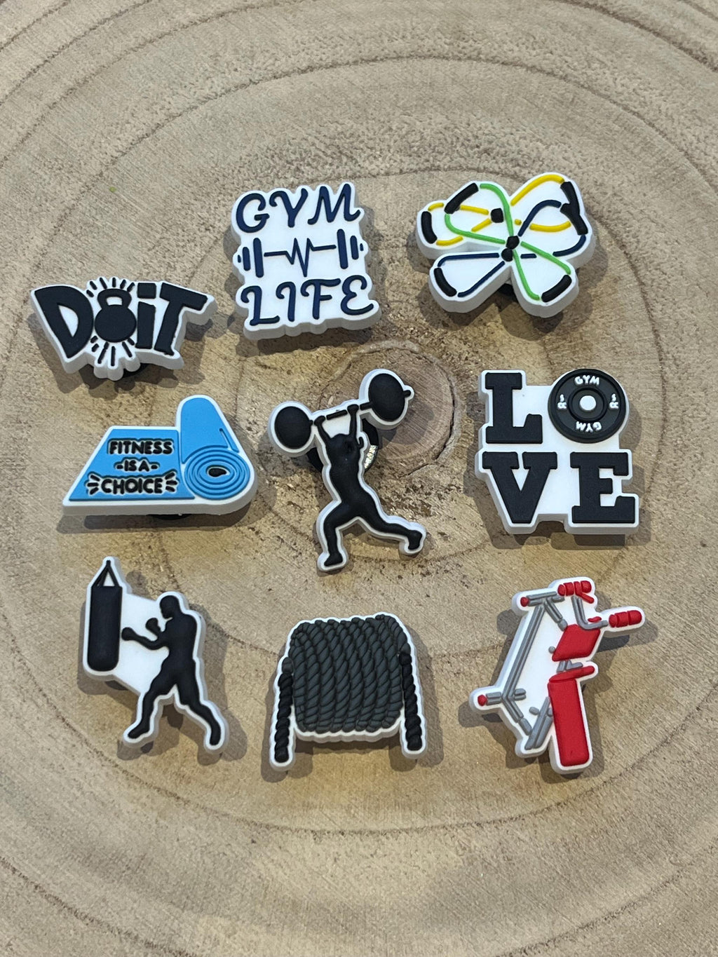Fitness Gym Croc Charms - 9 Piece PVC Clog Charms