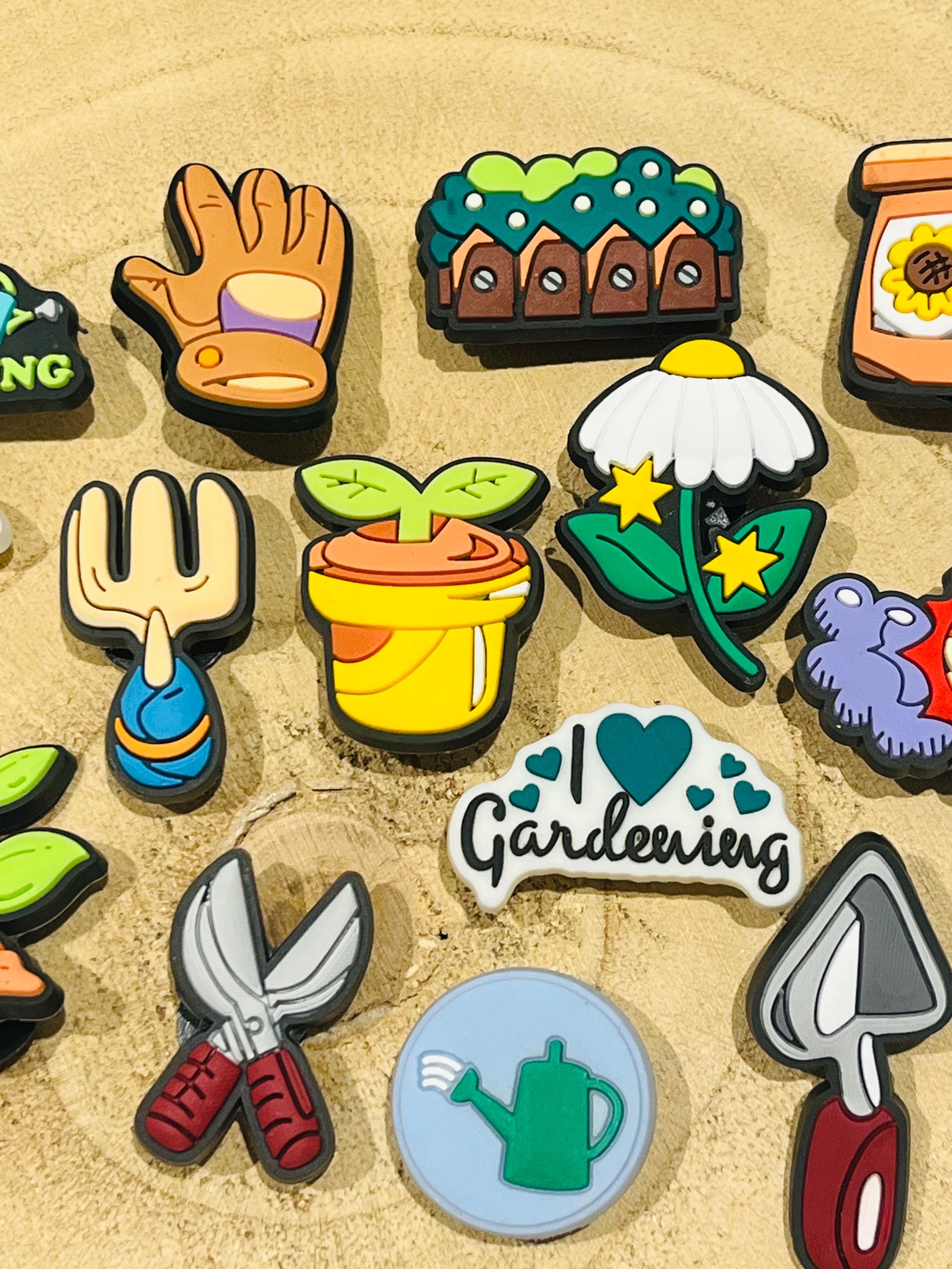 Gardening Croc Charms - 15 Piece Colorful Garden Clog Shoe Accessories