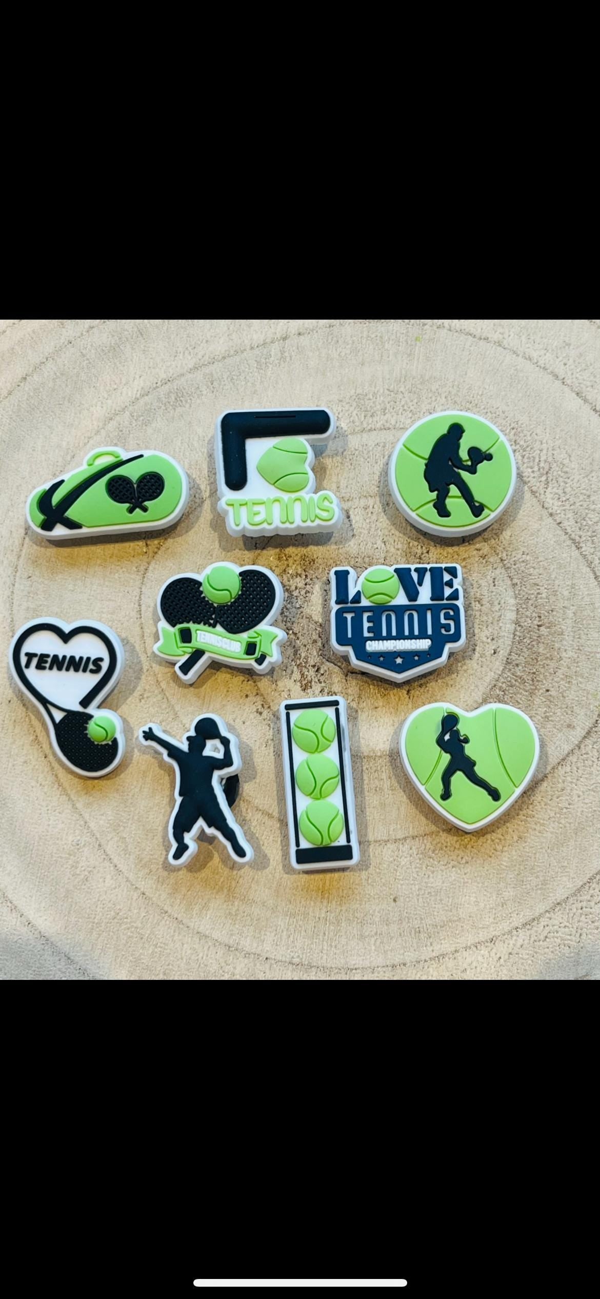 Tennis Sport Padel Croc Charms Set of 9 PVC Shoe Clips