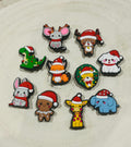 Set of 10 Animal Christmas Croc Charms With Santa Hats On