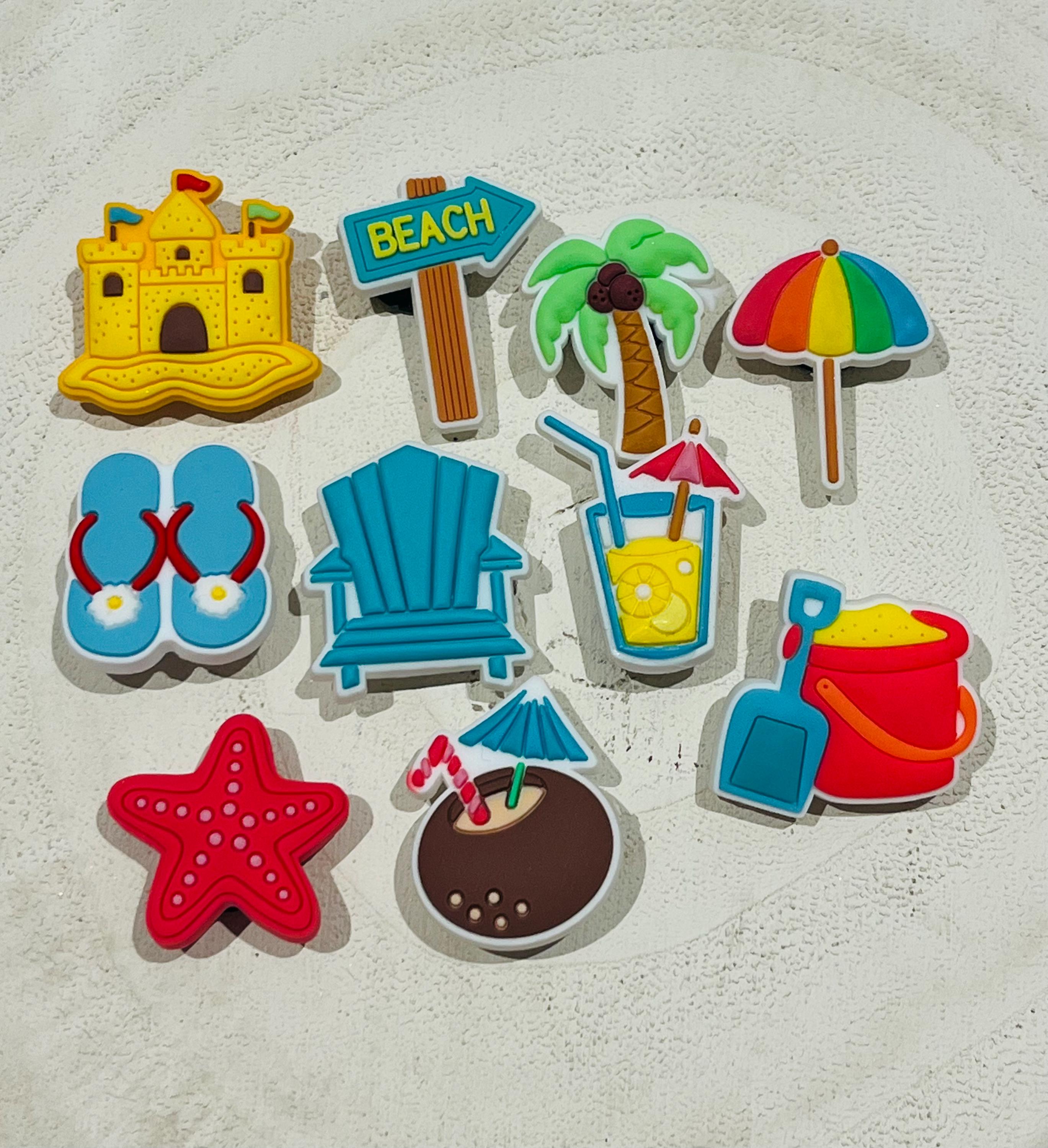 Set of 10 Beach Croc Charms | Holiday Shoe Accessories | Summer Croc Jibbitz
