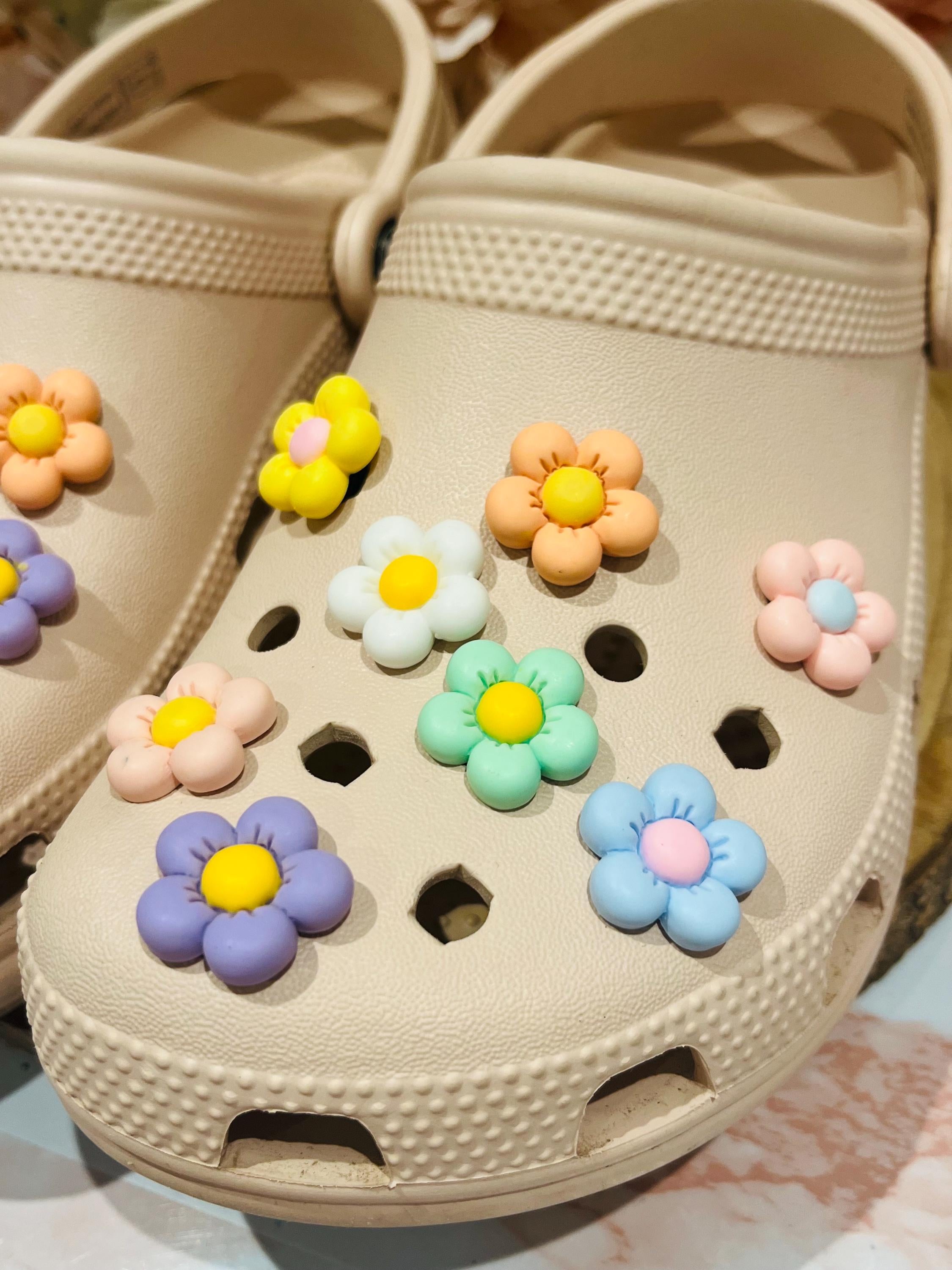 Pastel Flower Croc Charms Set: PVC Shoe Accessories