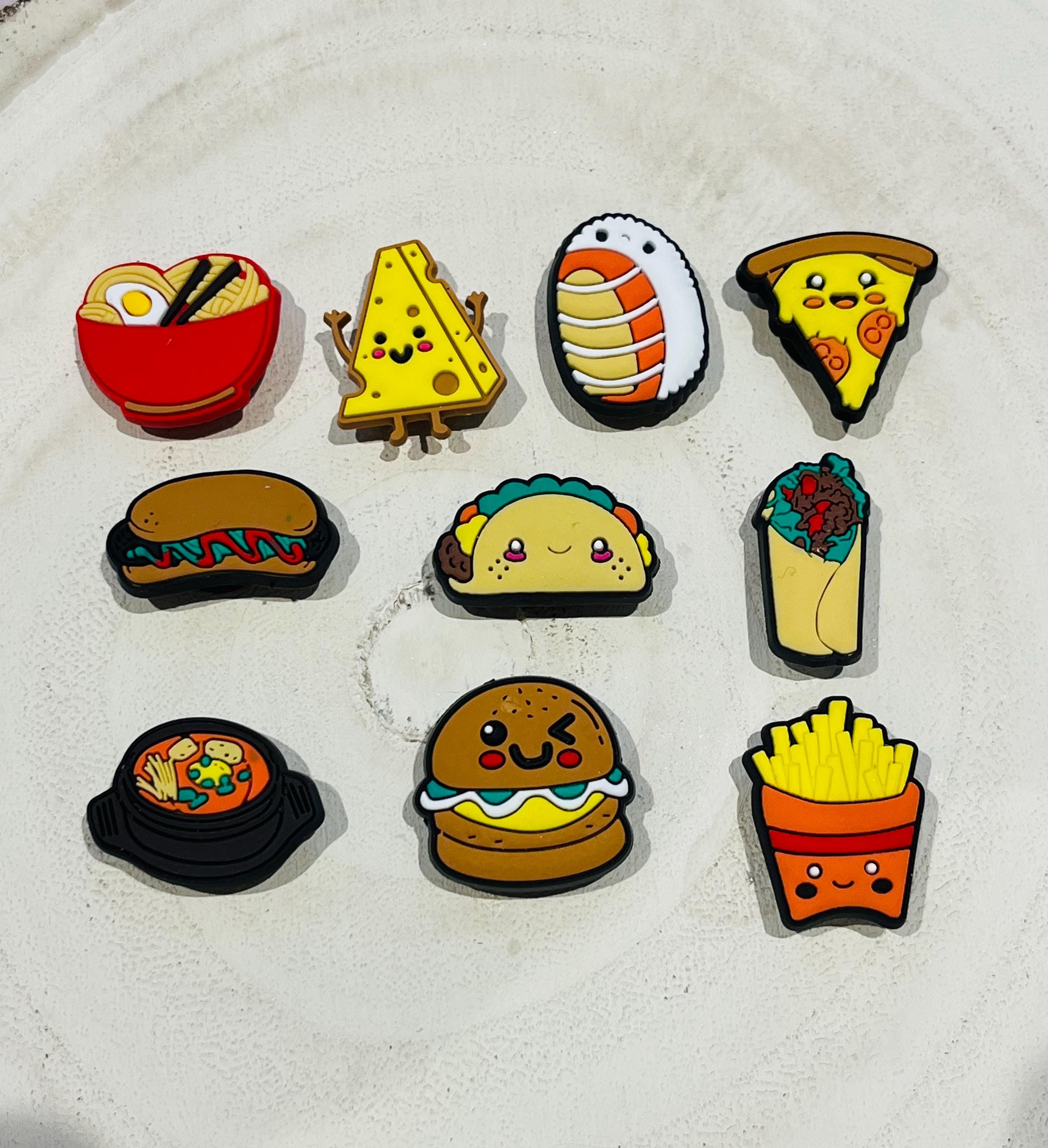 Food Croc Charms - Burgers, Fries, Pizza, Taco - 10 Pack