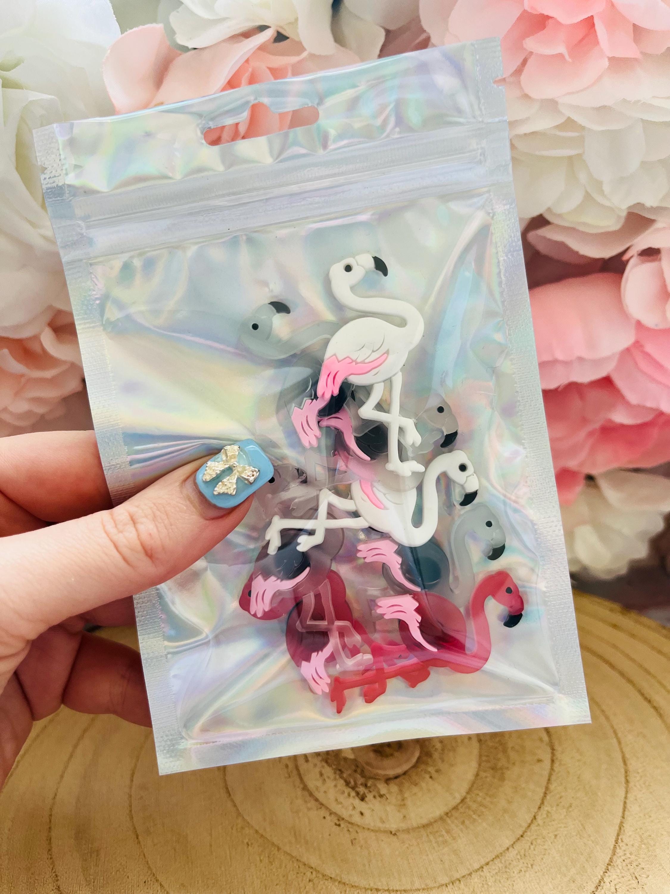 Flamingo Croc Charms: Pink Bird Shoe Decoration, Pack of 8