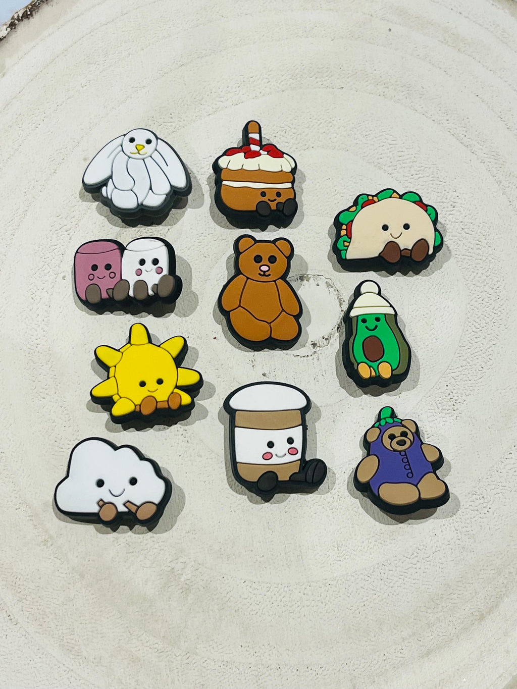 Set of 10 Jelly Cat Croc Charms PVC Shoe Accessories