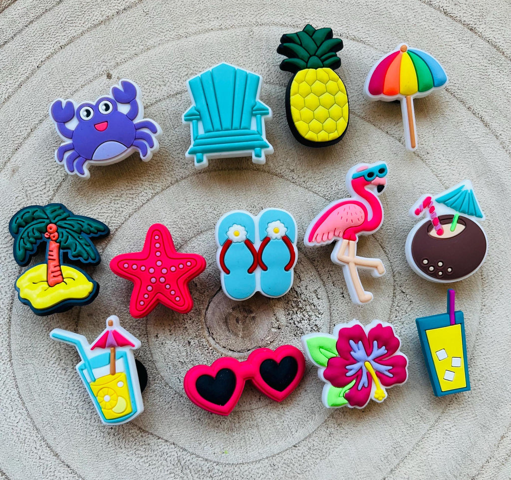 Summer Croc Charms: Beach Holiday Clog Decorations - 13 Piece Bundle
