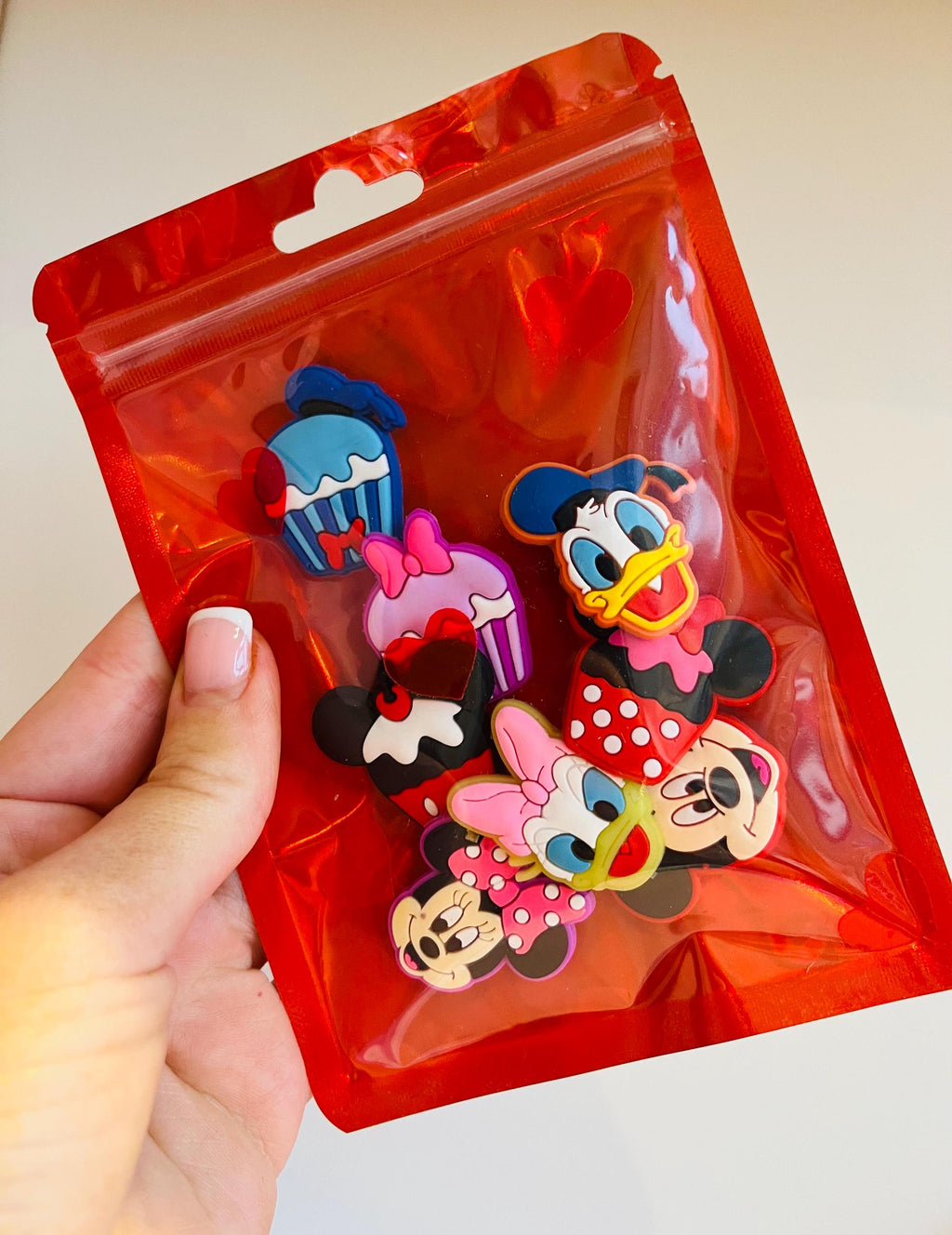 Pack of 8 Croc Disney Croc Charms | Mickey Mouse Croc Chams | Minnie Croc Charms | Daisy and Donald Croc Charms | Cupcake Croc Charms |