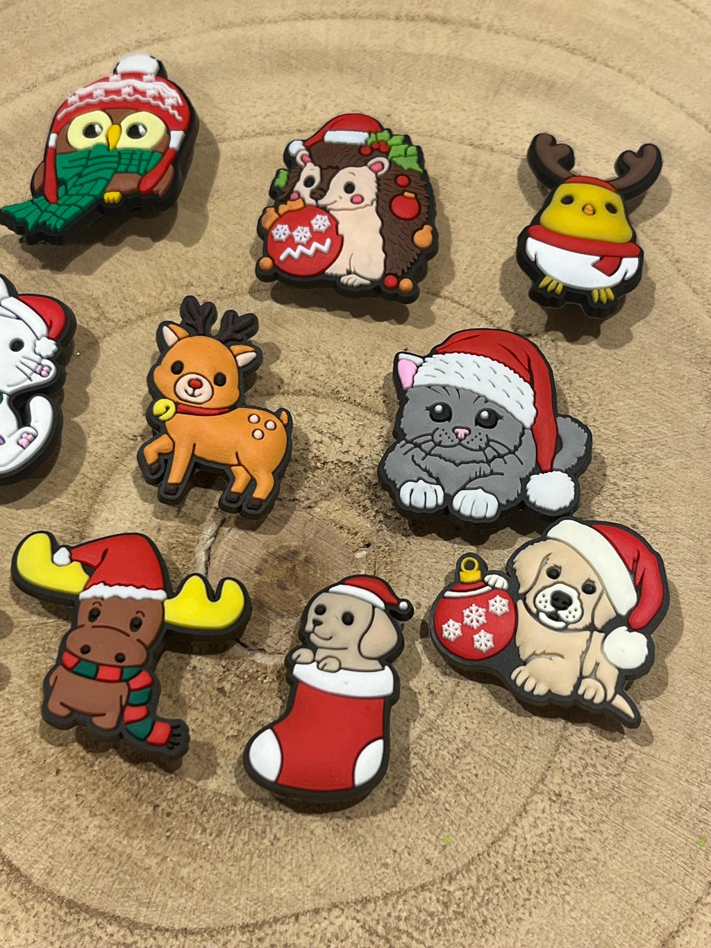 Animal Christmas Croc Charms: PVC Shoe Accessories - 10 Pack