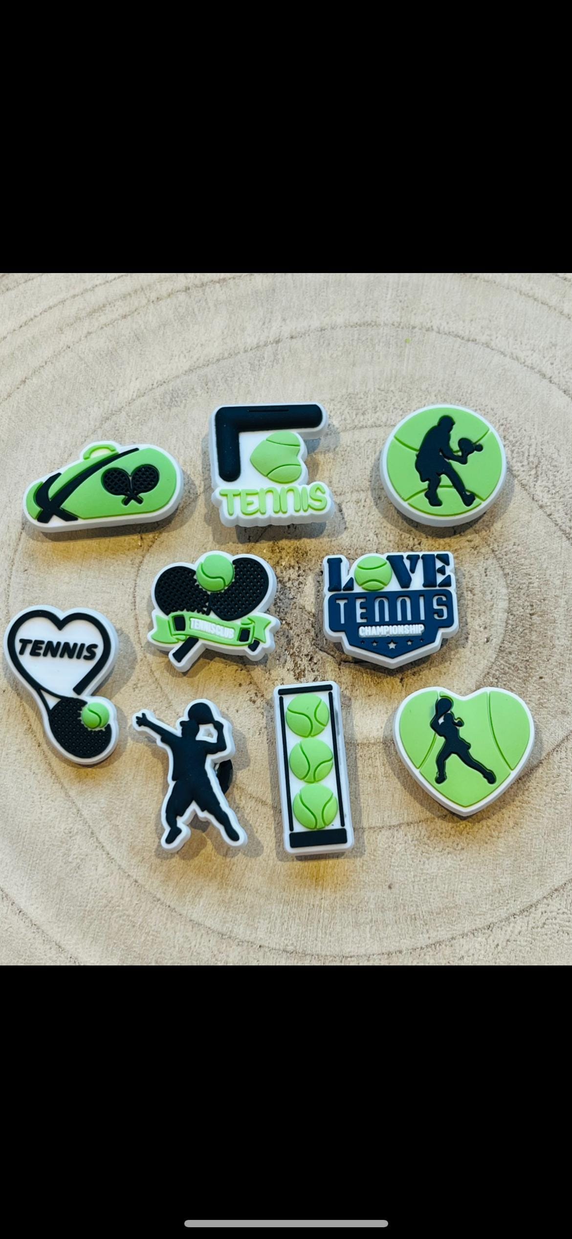 Tennis Croc Charms - 9 Piece PVC Shoe Clip Set - Tennis Lover Gift