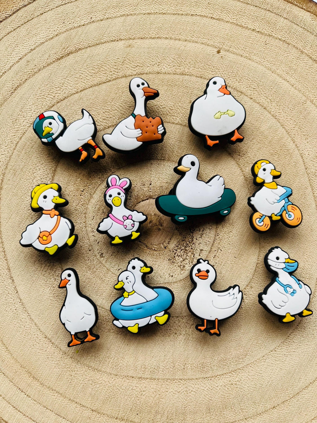 Duck Croc Charms: PVC Clog Shoe Accessories - Set of 11