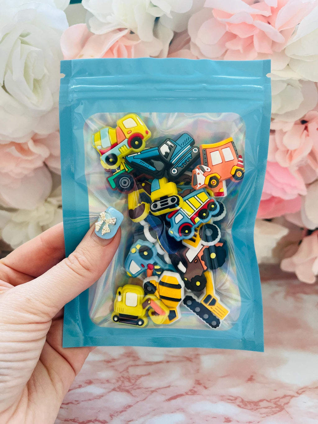 Construction Truck Shoe Charms - Builder PVC Clog Pins - Set of 15