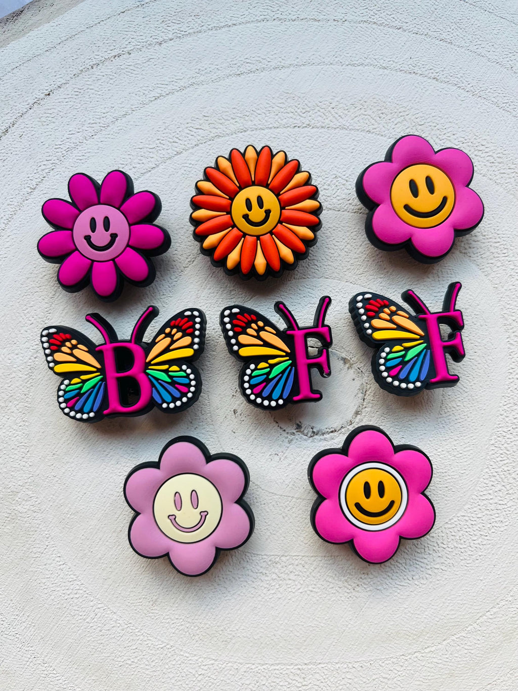 BFF Croc Charms: Flower & Butterfly Shoe Charms - Pack of 8