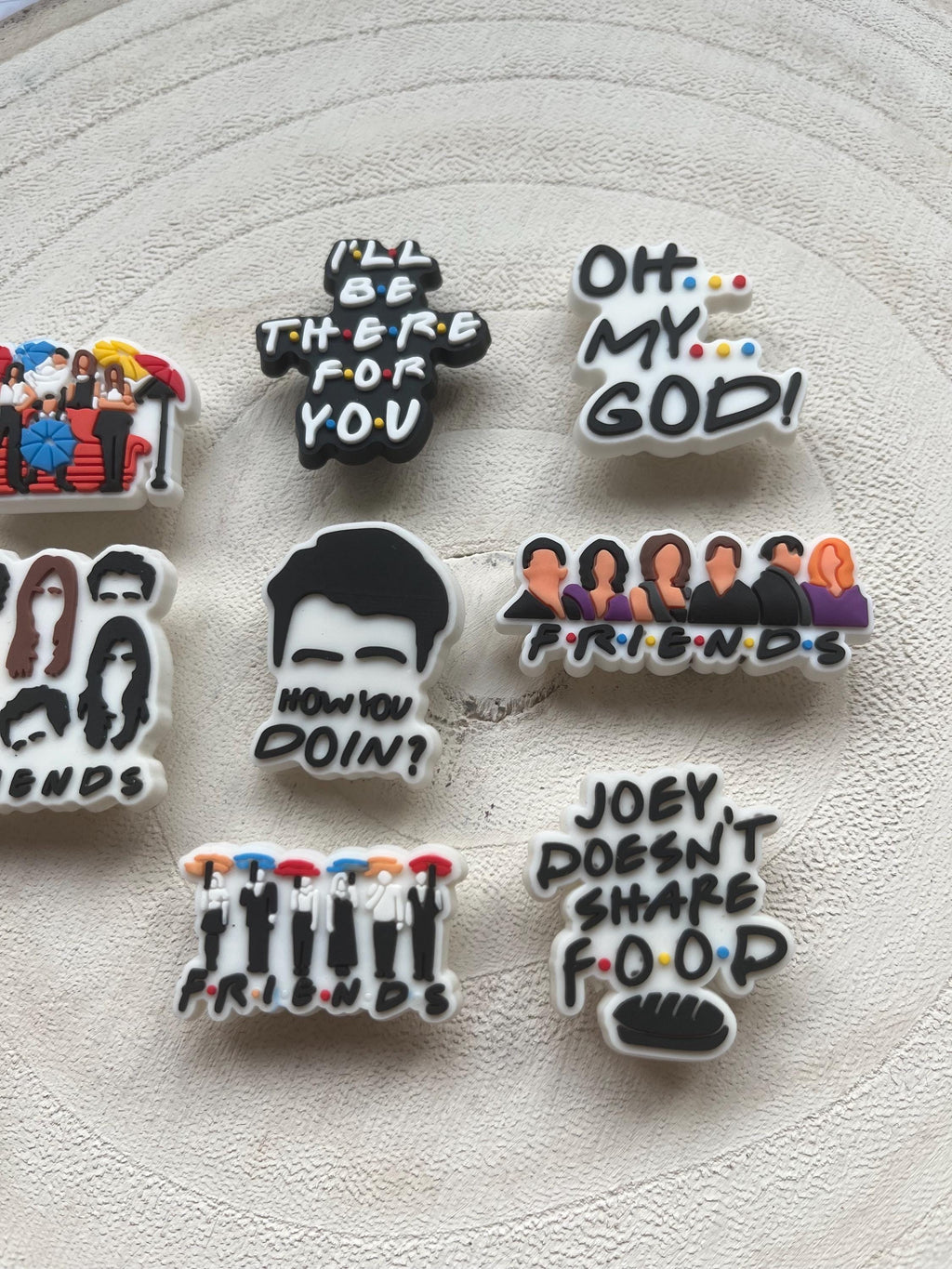 Pack of 8 Friends TV Show Croc Charms | Fashion Shoe Charm Bundle