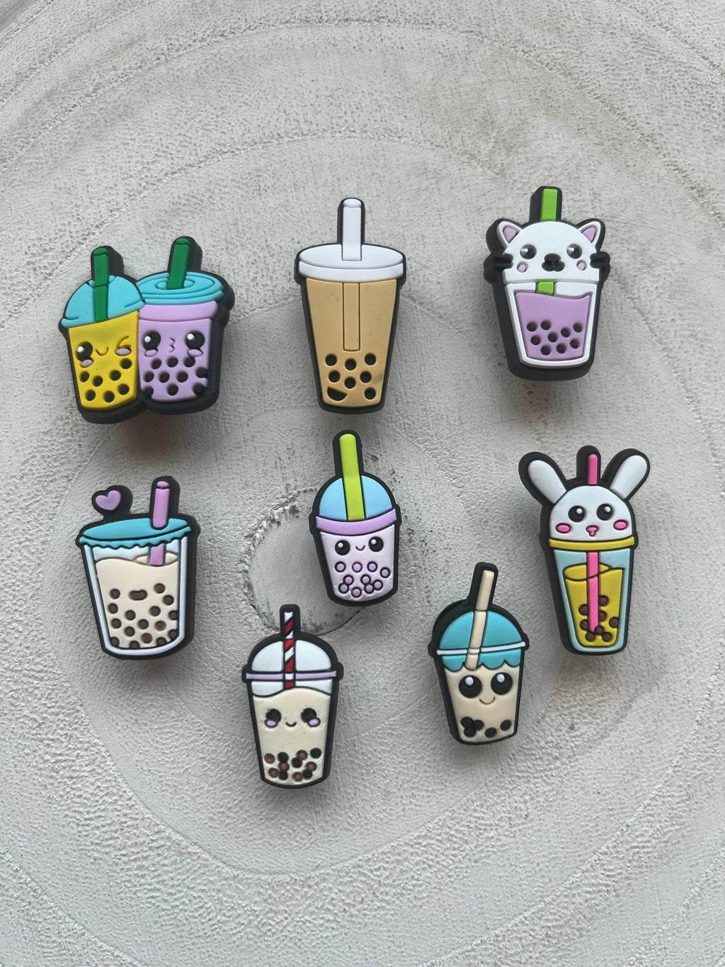 Pack of 8 Boba Bubble Tea Croc Charms | Croc Charm Bundle Sets