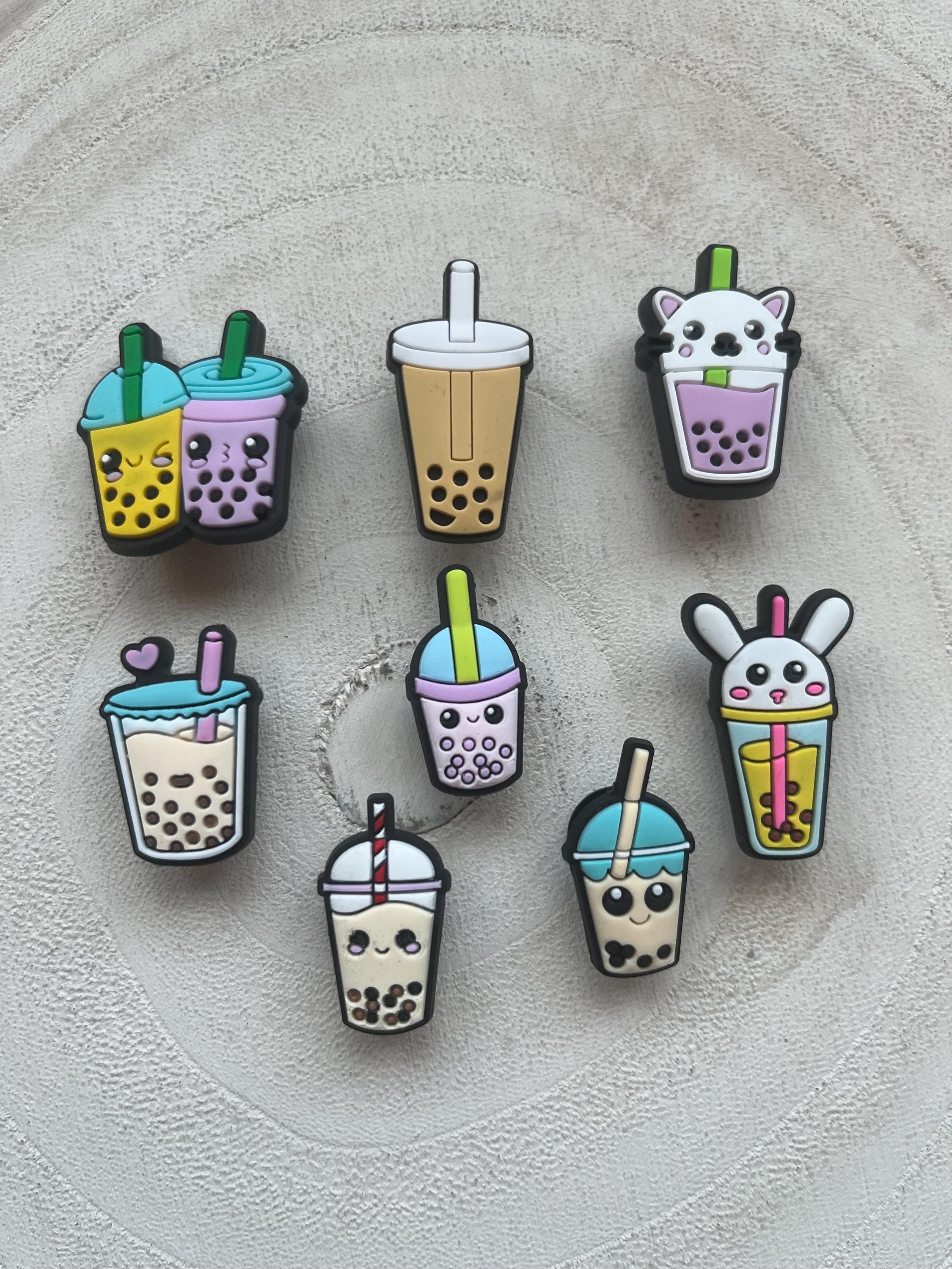 Pack of 8 Boba Bubble Tea Croc Charms | Croc Charm Bundle Sets