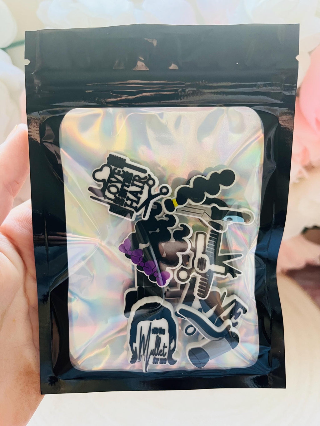 hairdresser gift | pvc shoe charms for hairdressers hair dryer hair tongs scissors