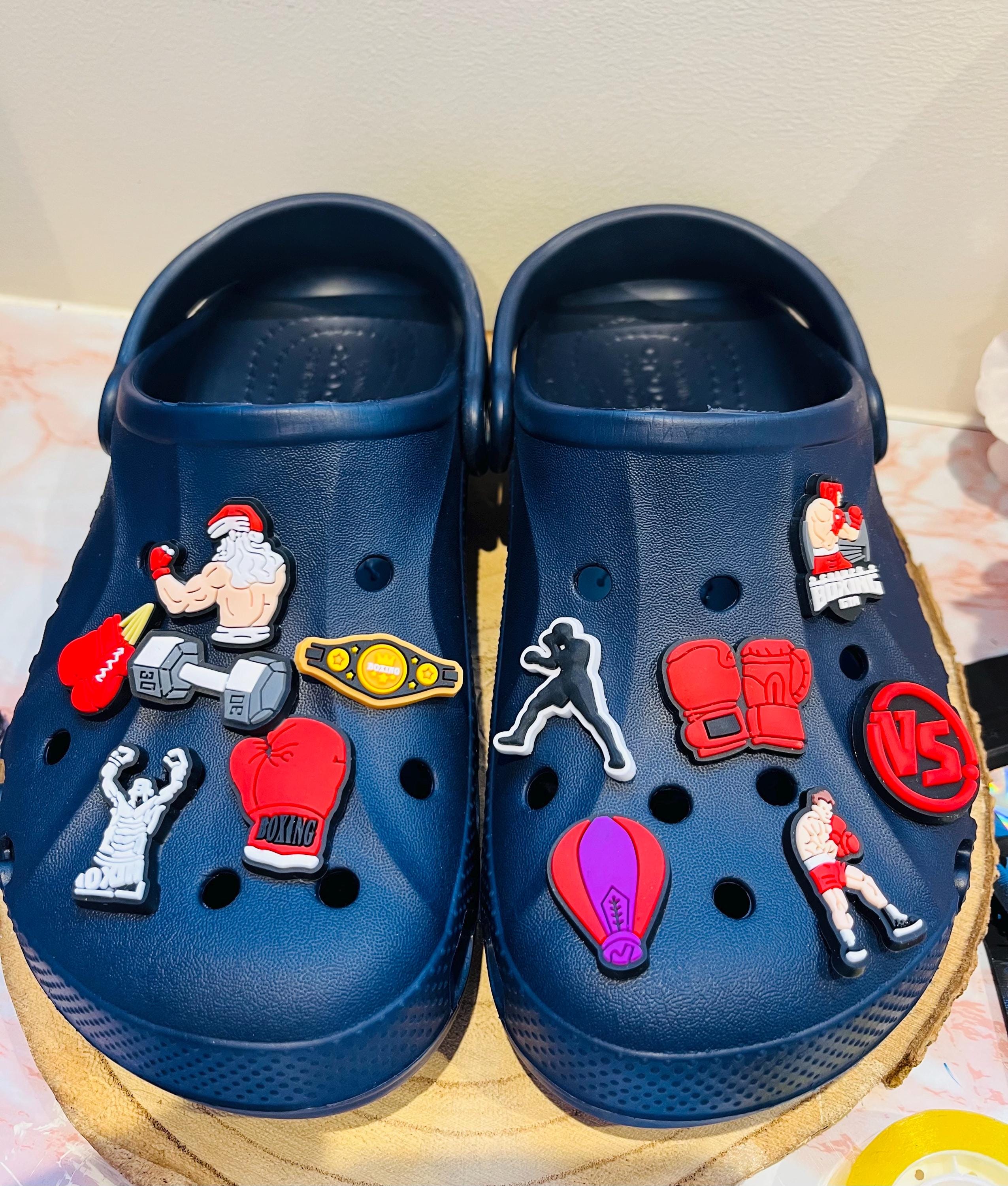 Boxing Croc Charms: Sports Shoe Accessories - Set of 12