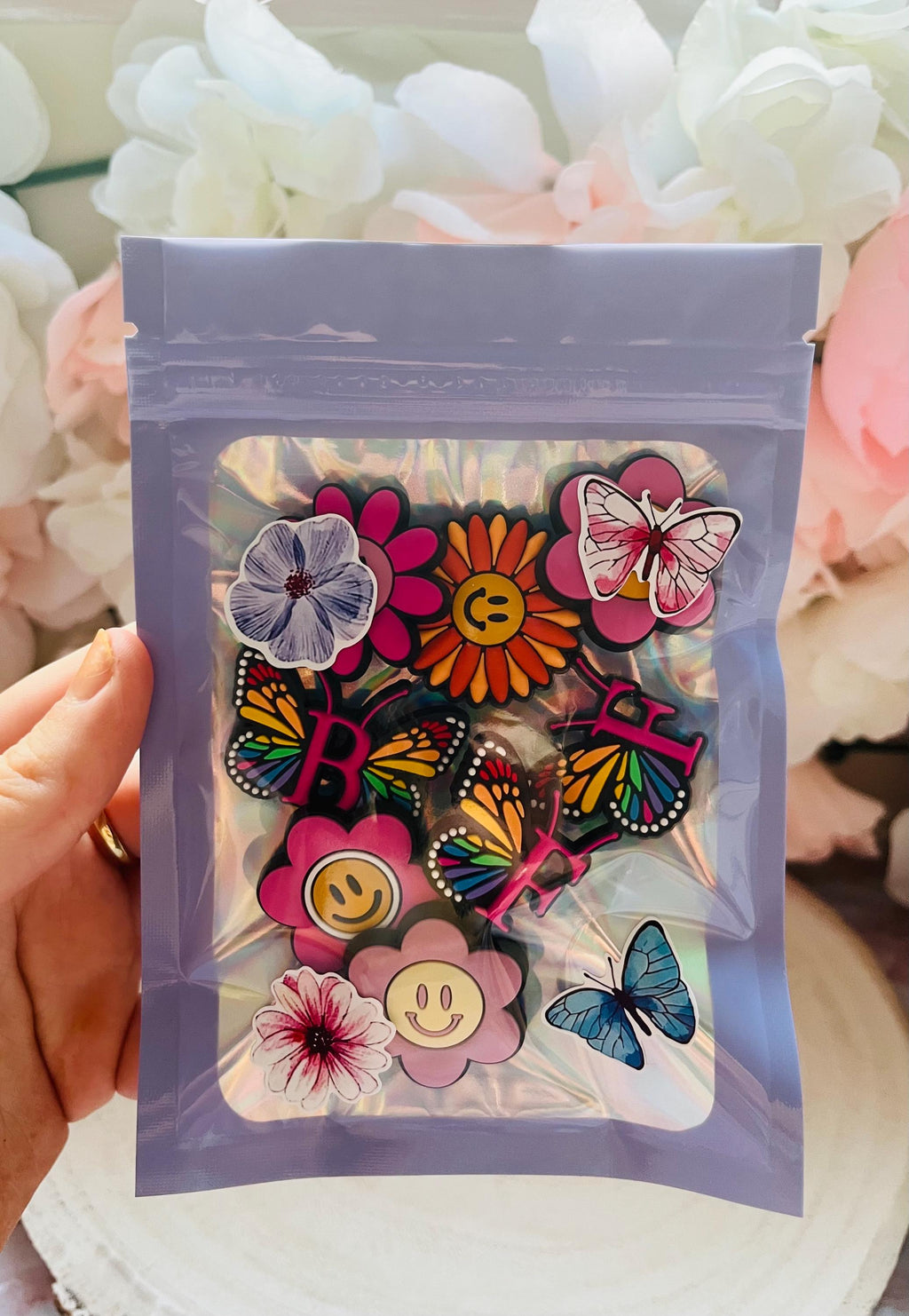 BFF Croc Charms: Flower & Butterfly Shoe Charms - Pack of 8