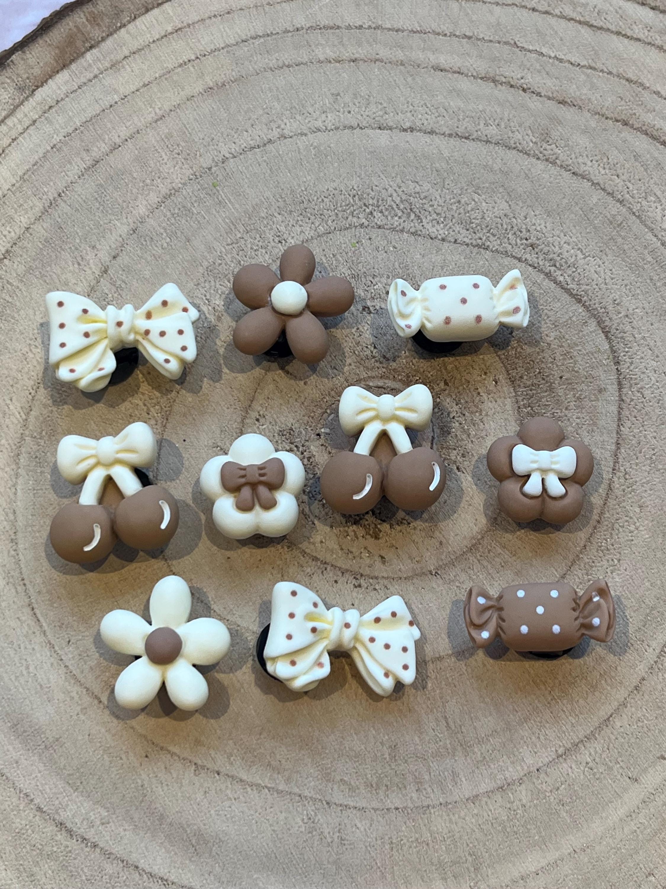 Girly Bow Croc Charms: Polka Dot Shoe Accessories - 10 Piece Set