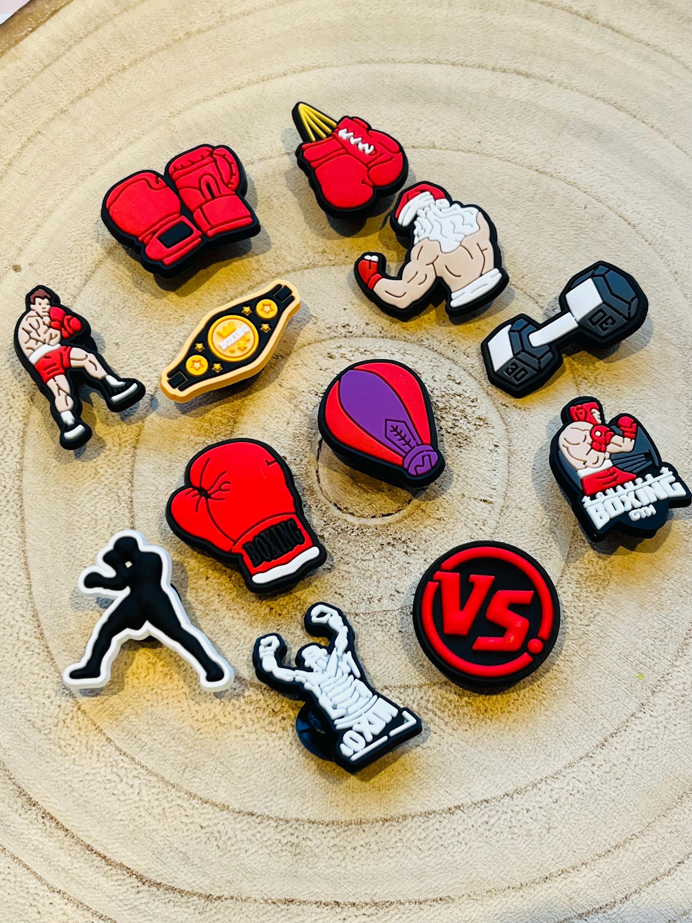 Sport Boxing Croc Charms: Sports Shoe Accessories - Set of 12