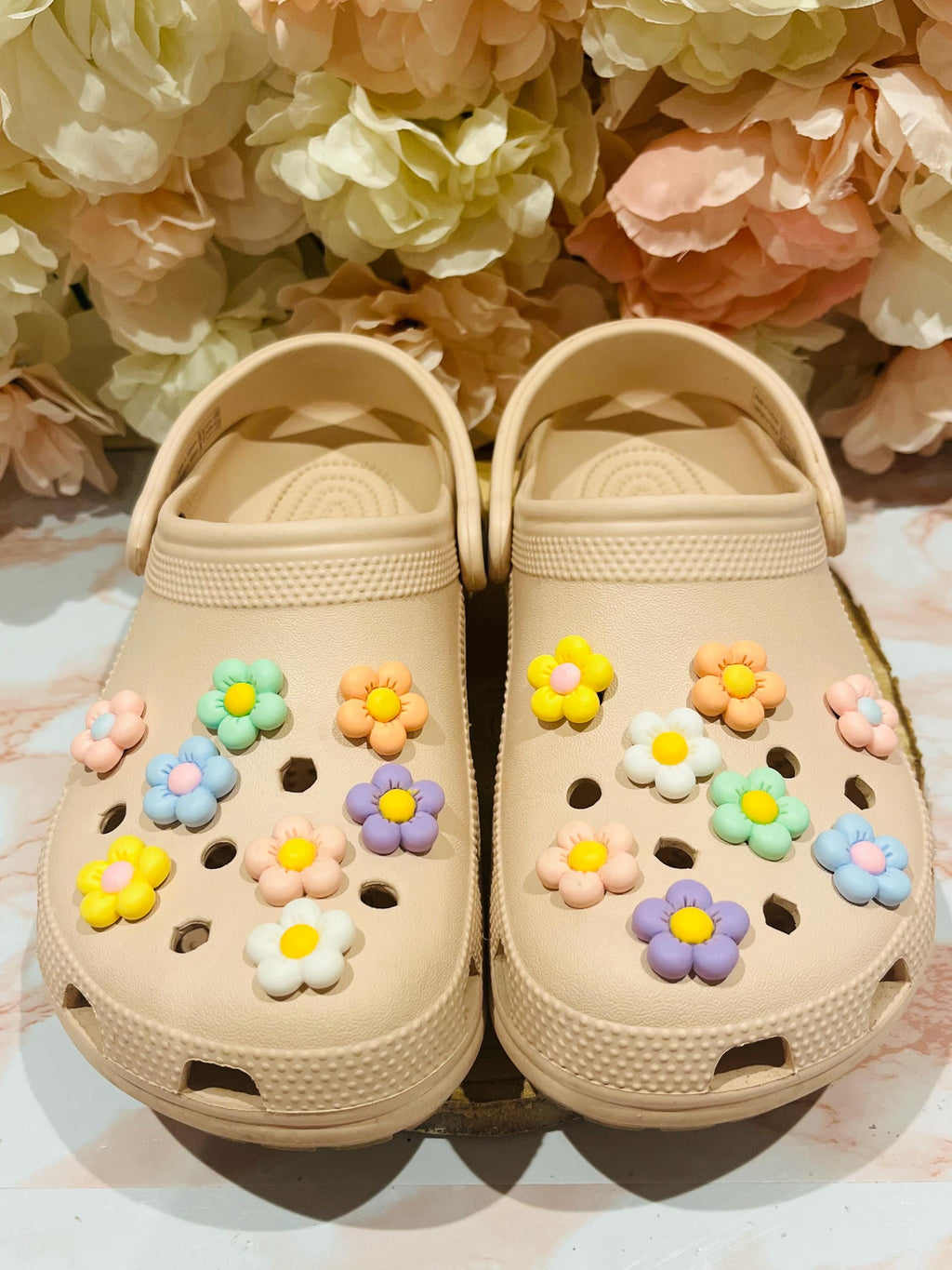 Pastel Flower Croc Charms Set: PVC Shoe Accessories